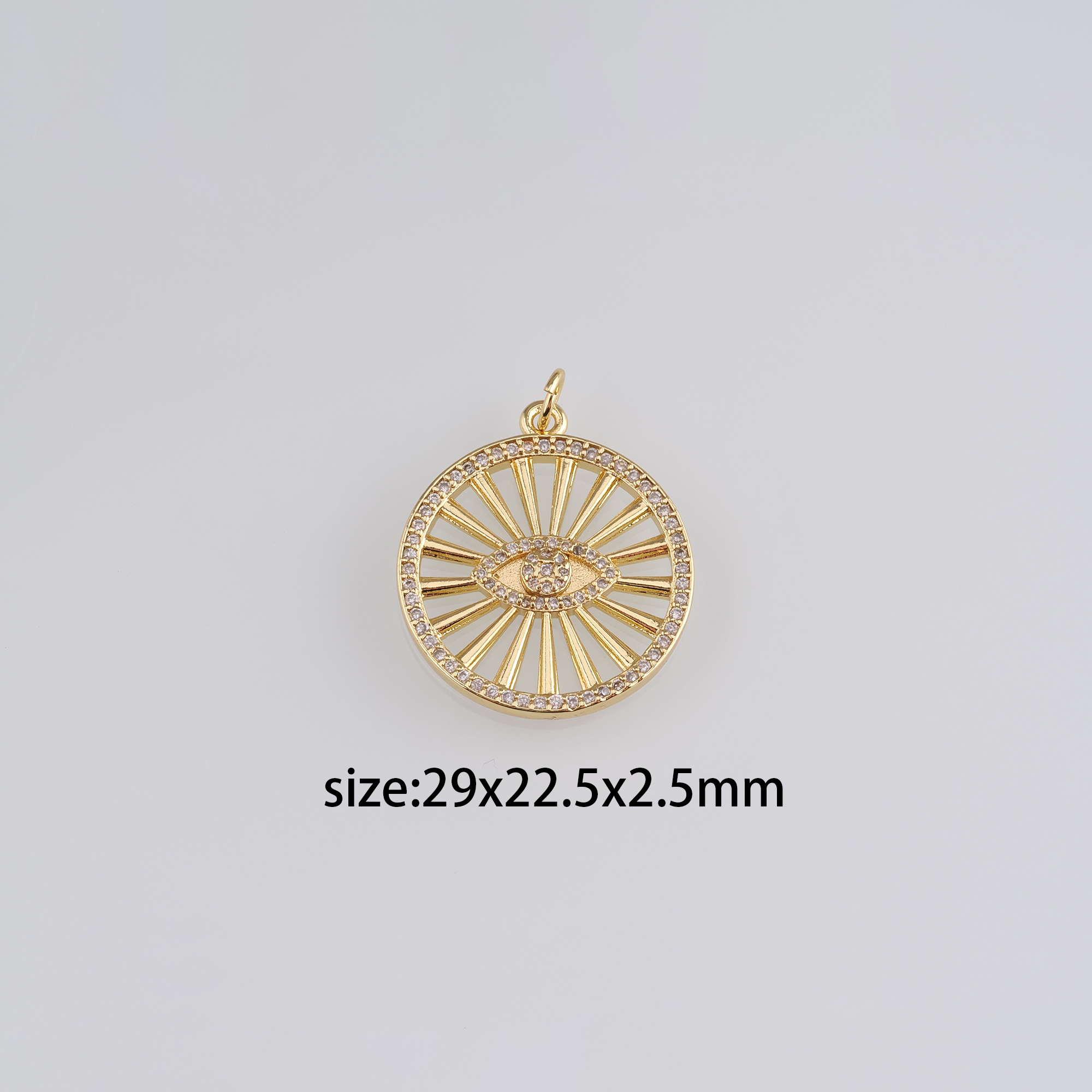 18K Gold Filled Evil Eye Pendant,CZ Micro Pave Evil Eye Charm Earrings Necklace for DIY Jewelry Making Supply