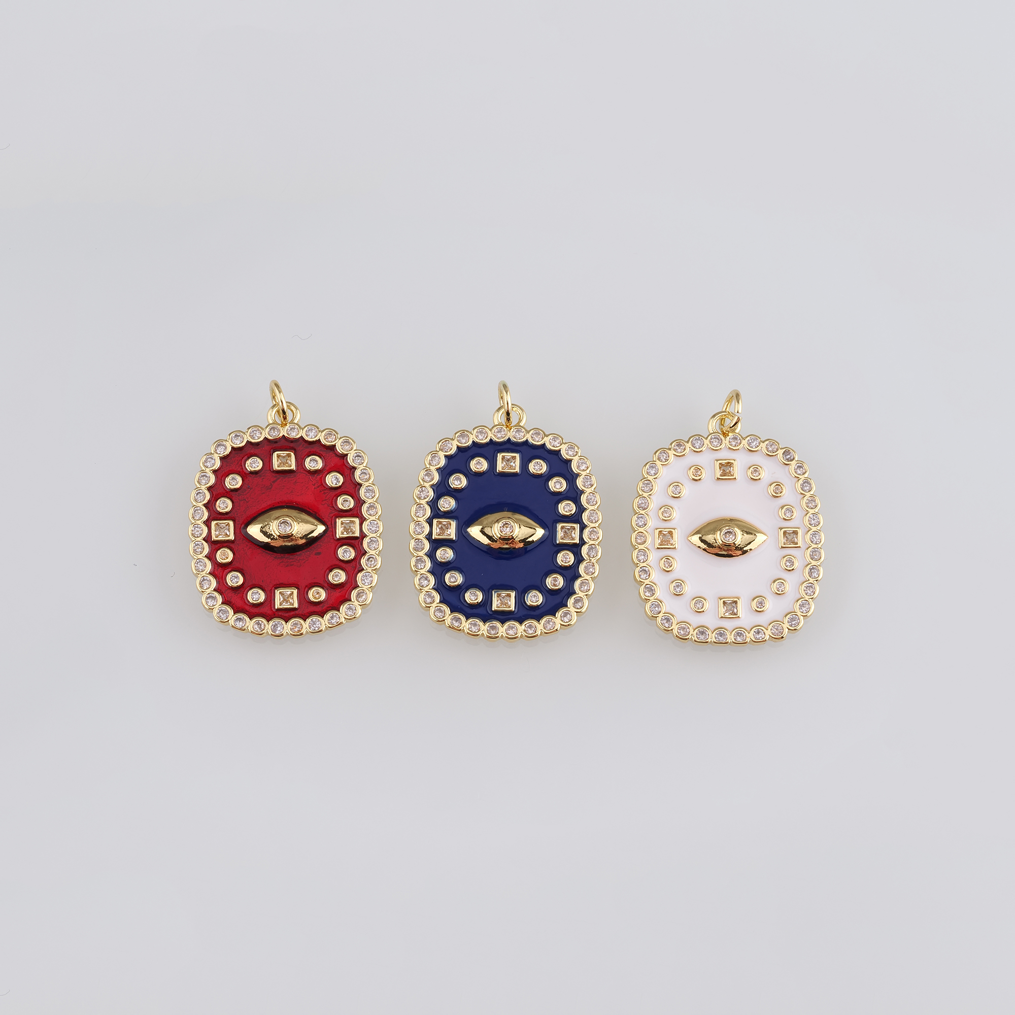 18K Gold Filled Evil Eye Pendant,Enamel Evil Eye Charm Earrings Necklace for DIY Jewelry Making Supply