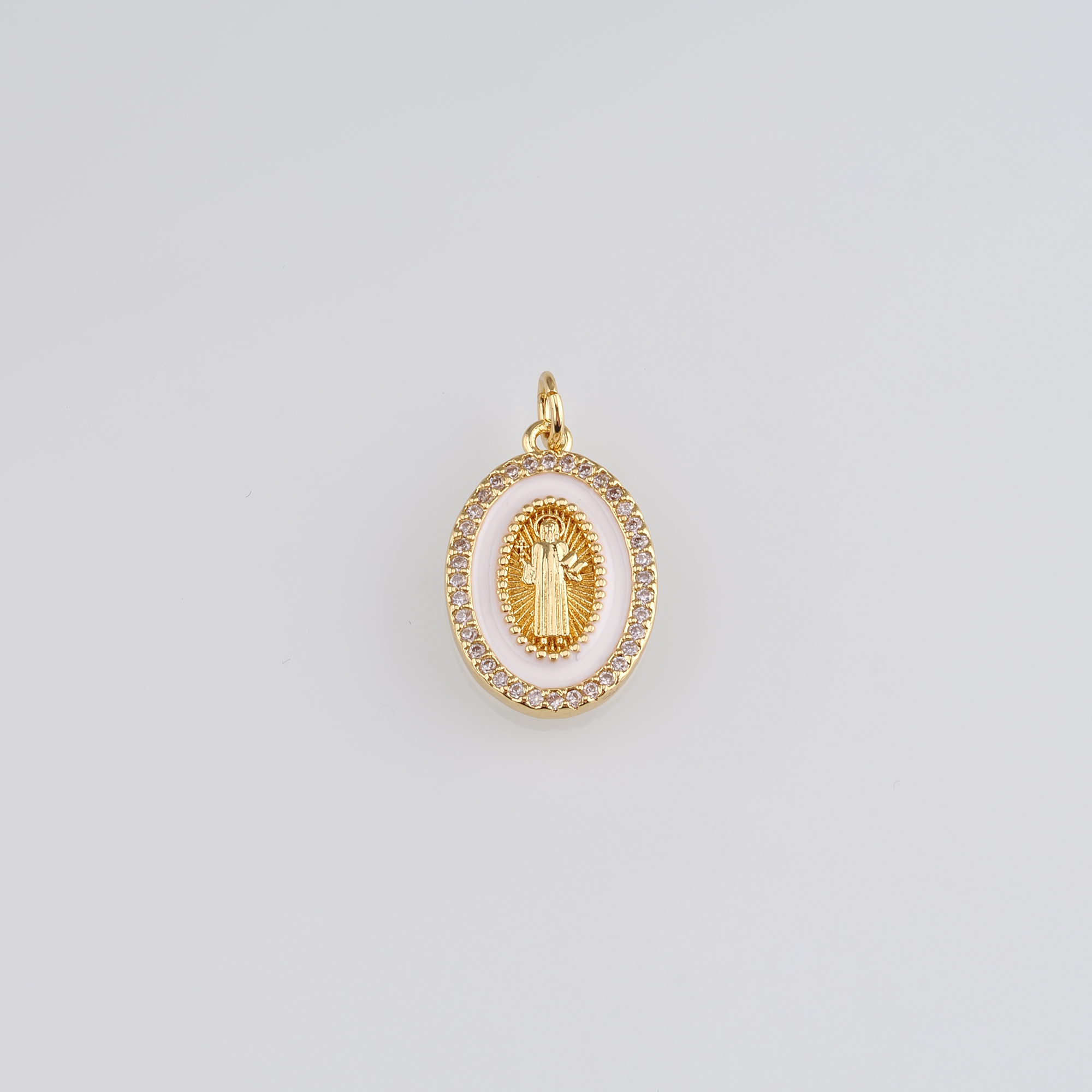 18K Gold Filled Virgin Mary Pendant,Enamel Virgin Mary Charm Earrings Necklace for DIY Jewelry Making Supply