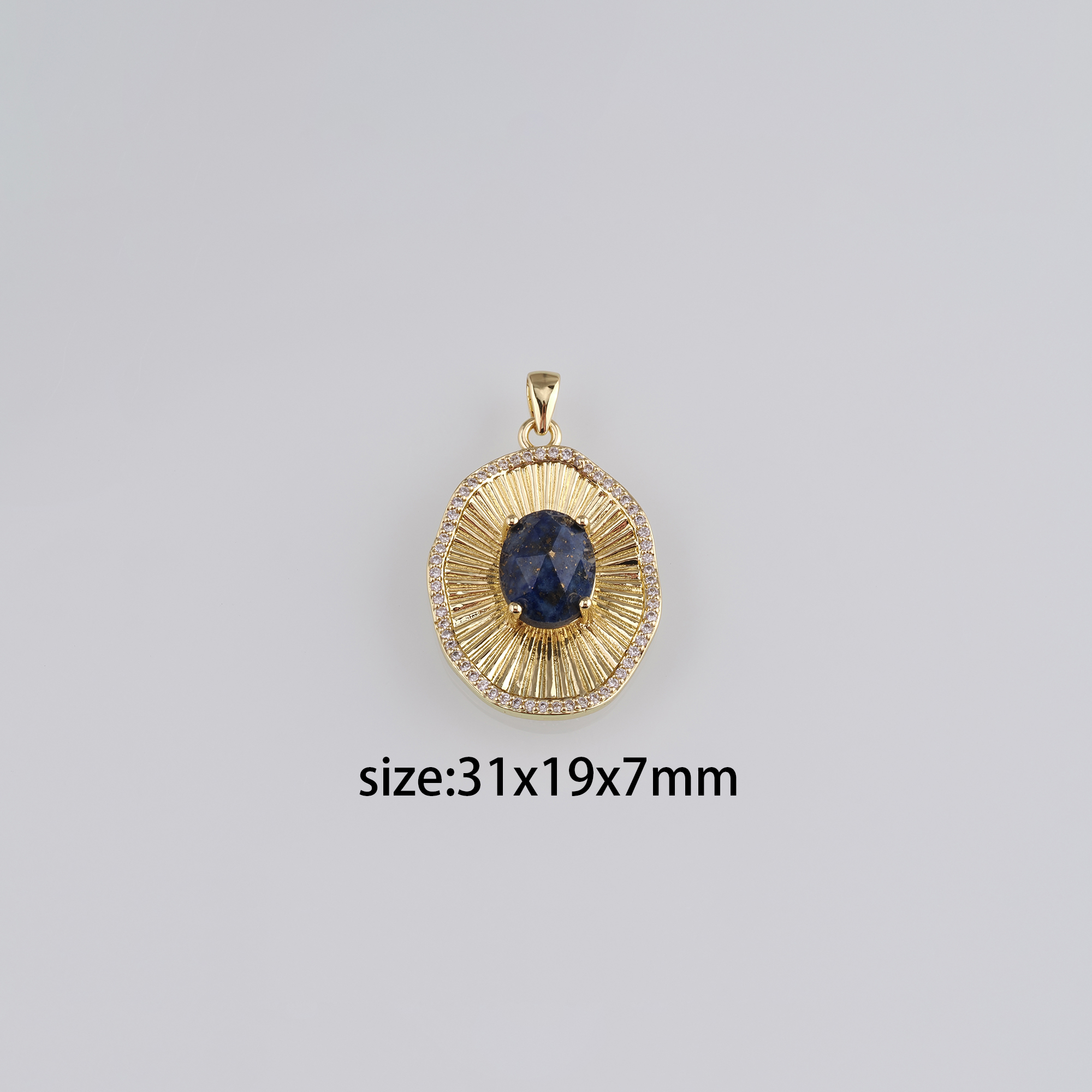 18K Gold Filled Oval Pendant,CZ Micro Pave Oval Charm Earrings Necklace for DIY Jewelry Making Supply
