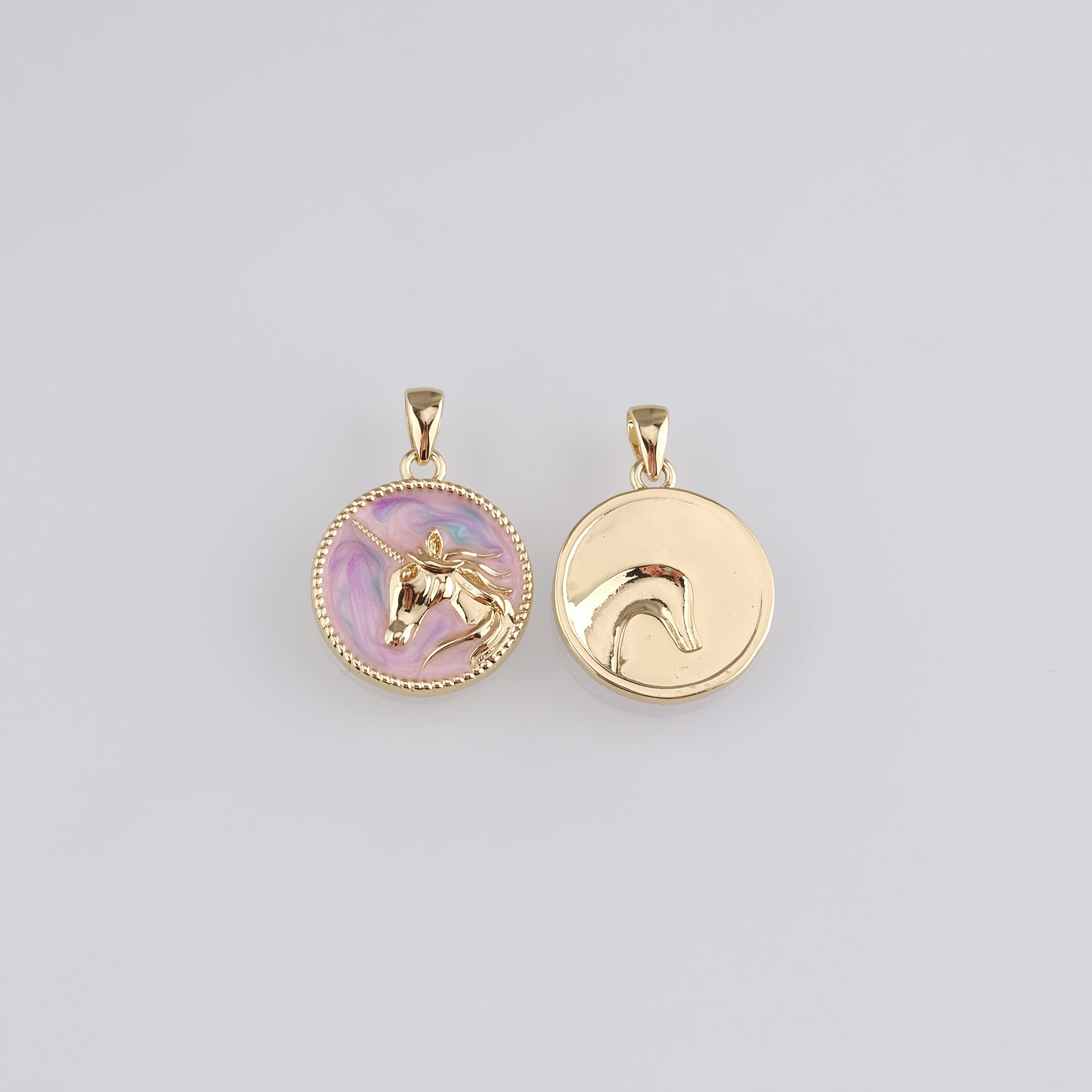 18K Gold Filled Unicorn Pendant,Enamel Unicorn Charm Earrings Necklace for DIY Jewelry Making Supply