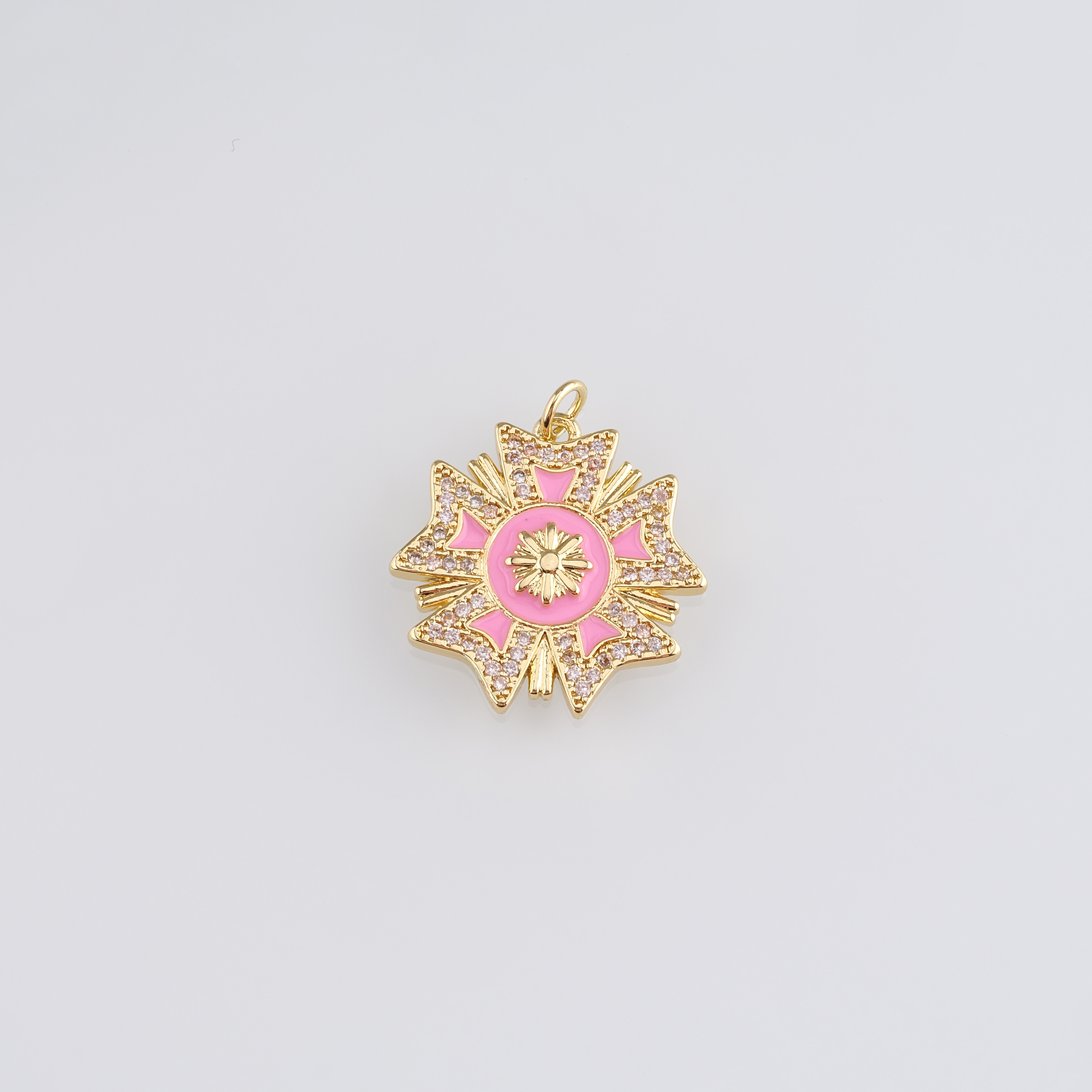 18K Gold Filled Badge Pendant,Enamel Badge Charm Earrings Necklace for DIY Jewelry Making Supply