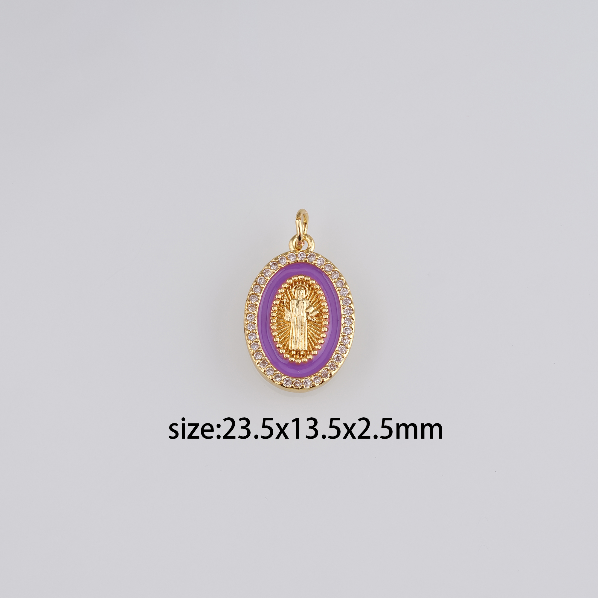 18K Gold Filled Virgin Mary Pendant,Enamel Virgin Mary Charm Earrings Necklace for DIY Jewelry Making Supply