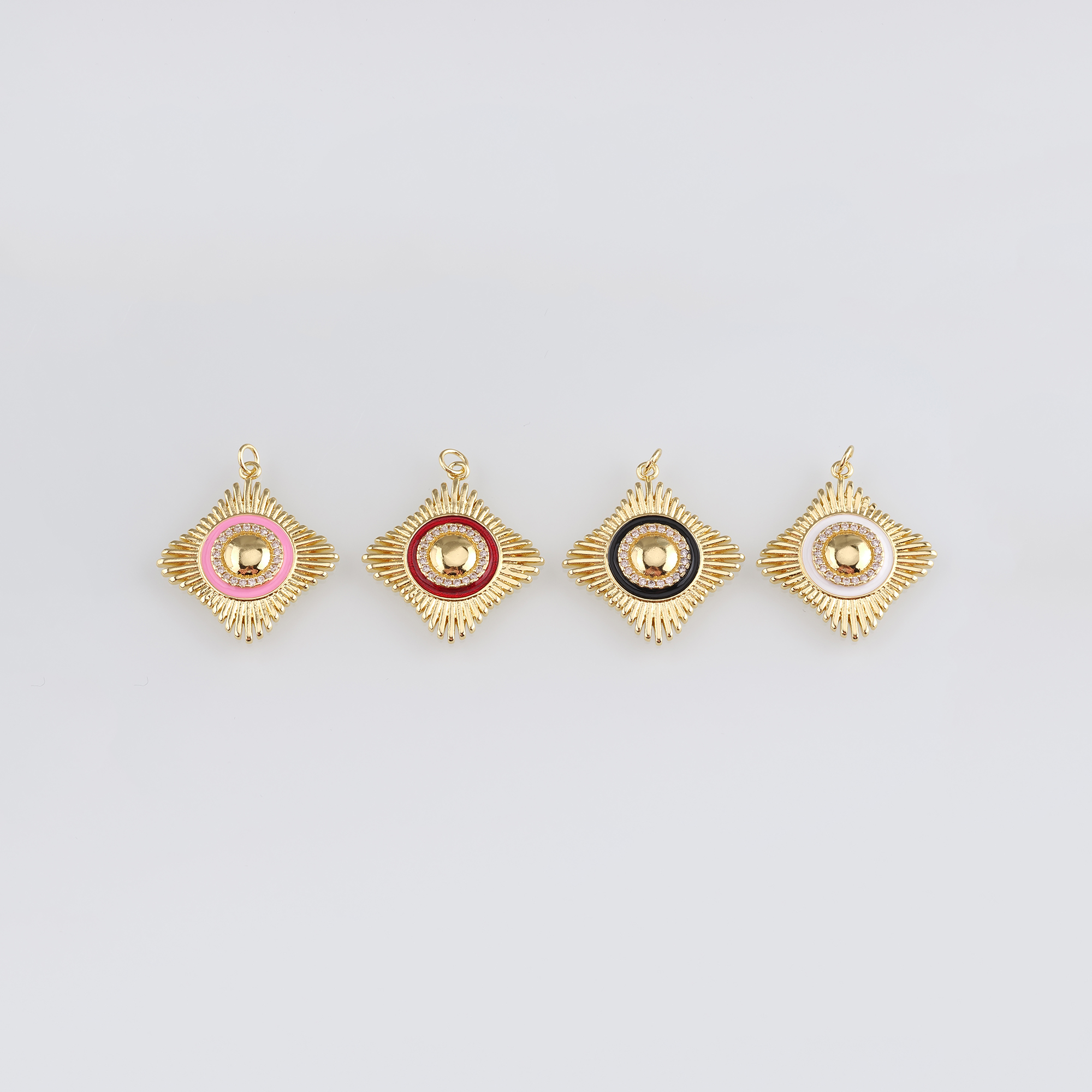 18K Gold Filled Square Pendant,Enamel Square Charm Earrings Necklace for DIY Jewelry Making Supply