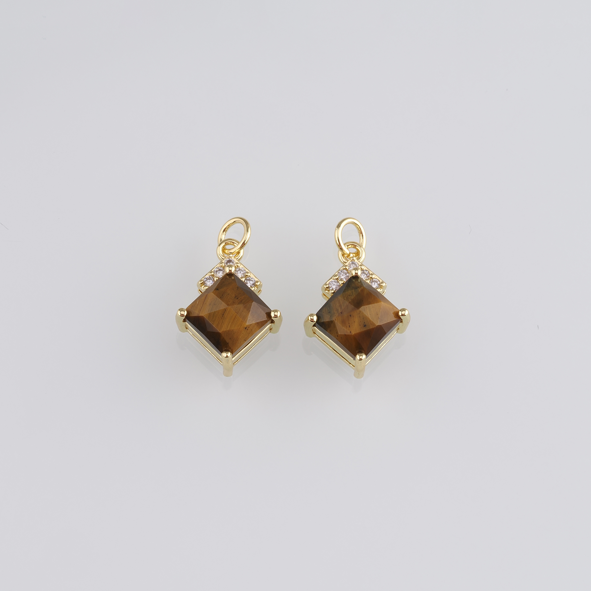 18K Gold Filled Square Pendant,Square Charm Earrings Necklace for DIY Jewelry Making Supply