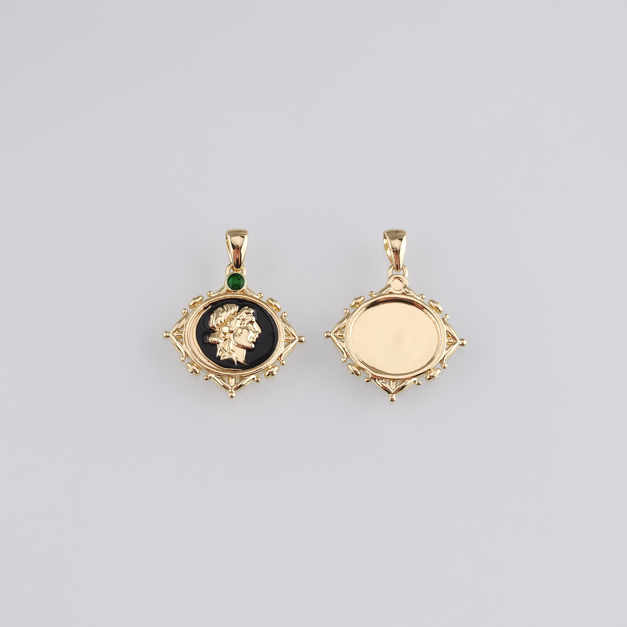 18K Gold Filled Portrait Pendant,Enamel Portrait Charm Earrings Necklace for DIY Jewelry Making Supply