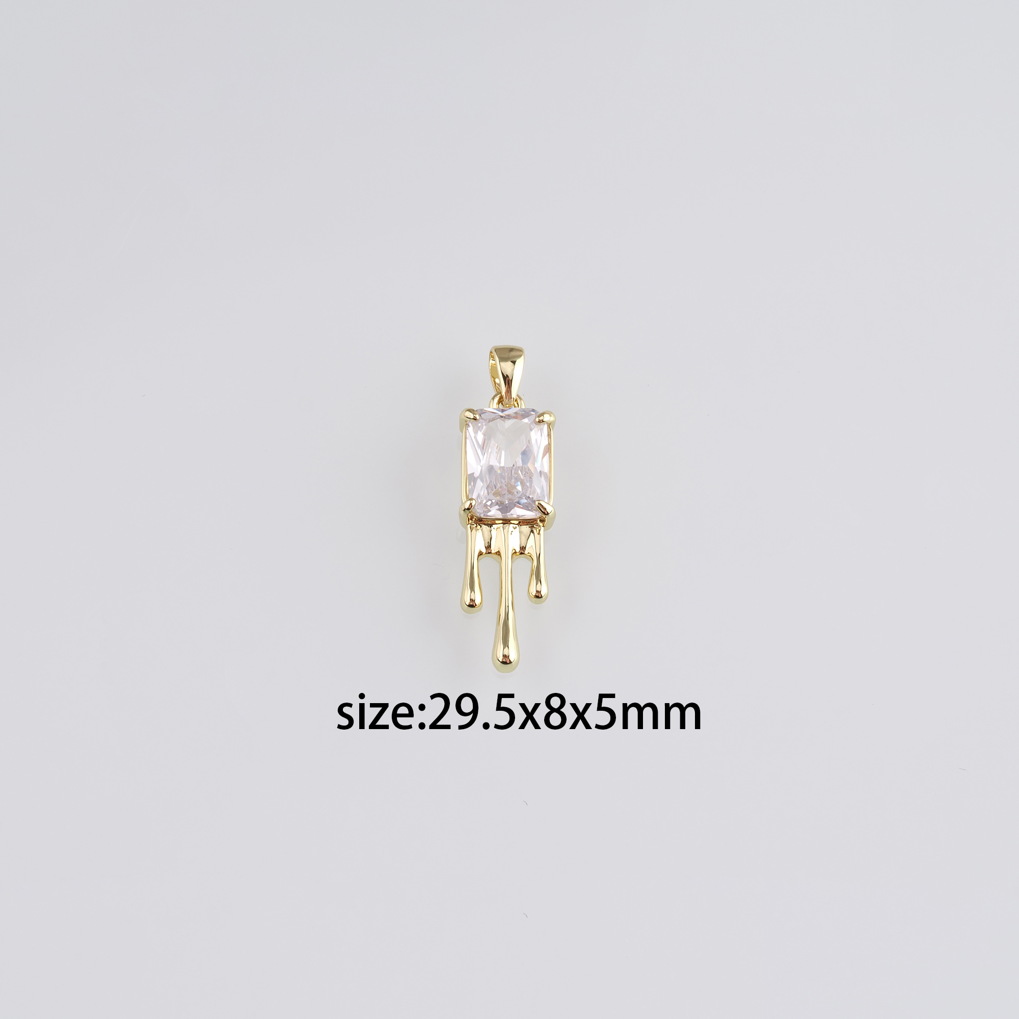 18K Gold Filled Rectangle Pendant,Crystal Rectangle Charm Earrings Necklace for DIY Jewelry Making Supply