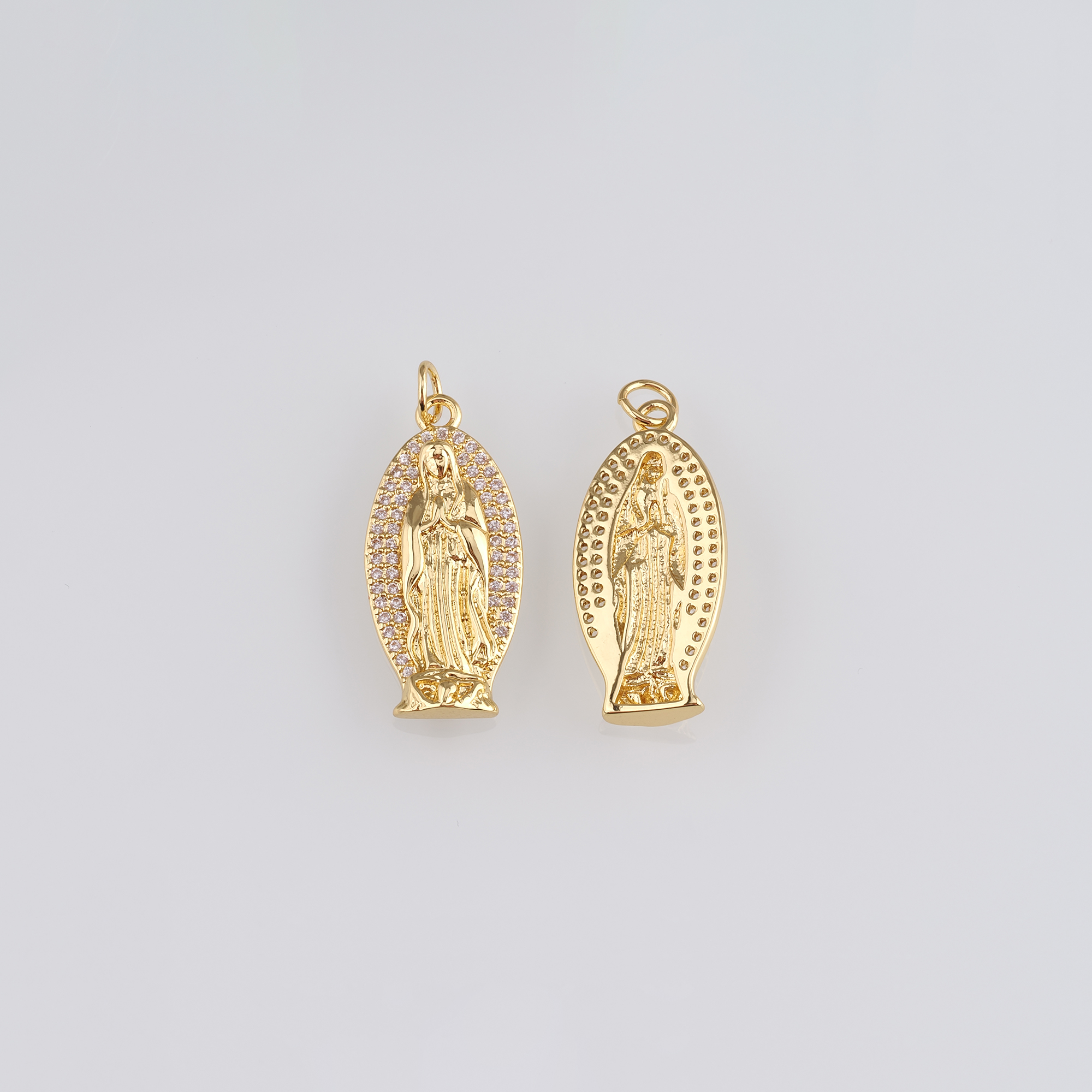 18K Gold Filled Virgin Mary Pendant,CZ Micro Pave Virgin Mary Charm Earrings Necklace for DIY Jewelry Making Supply