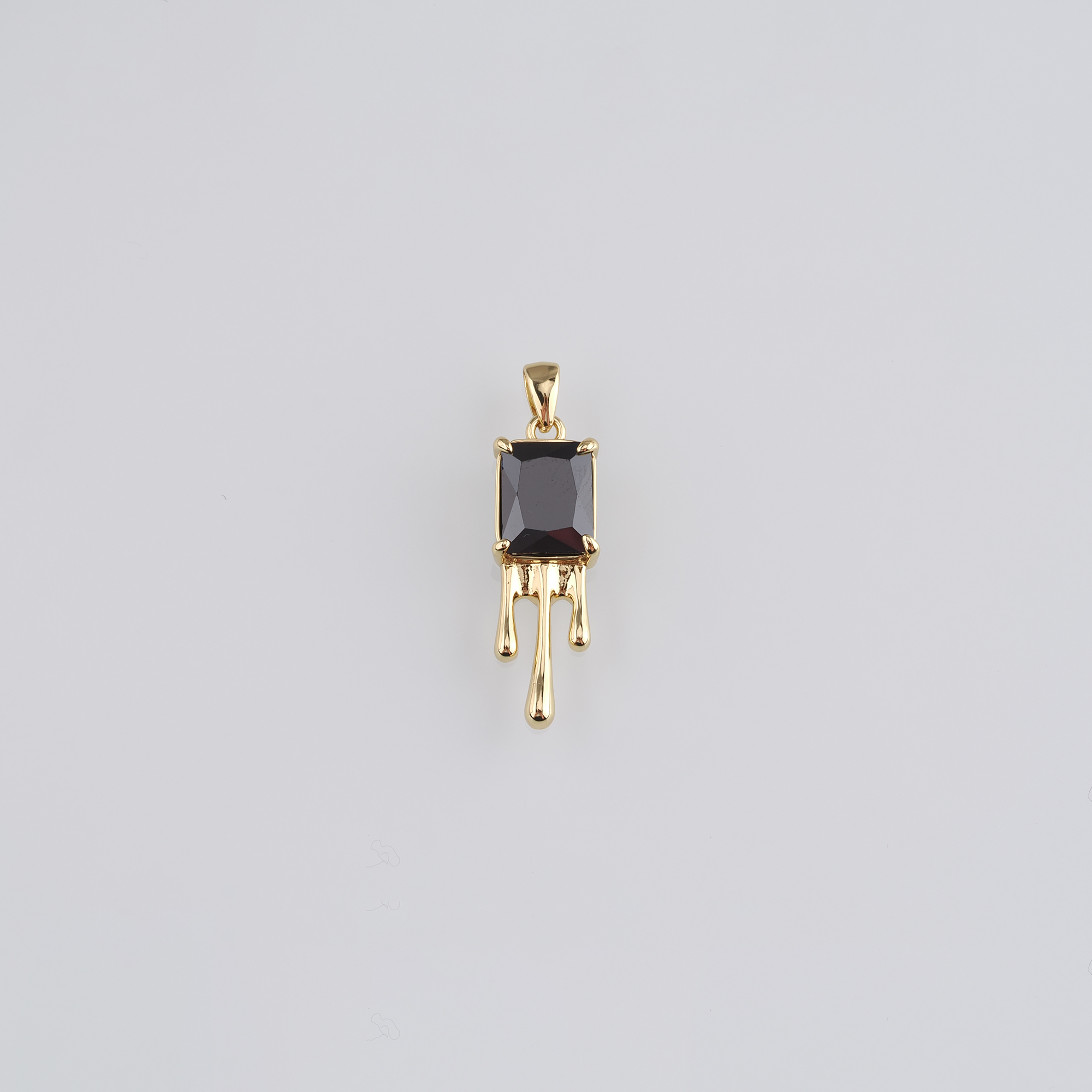 18K Gold Filled Rectangle Pendant,Crystal Rectangle Charm Earrings Necklace for DIY Jewelry Making Supply