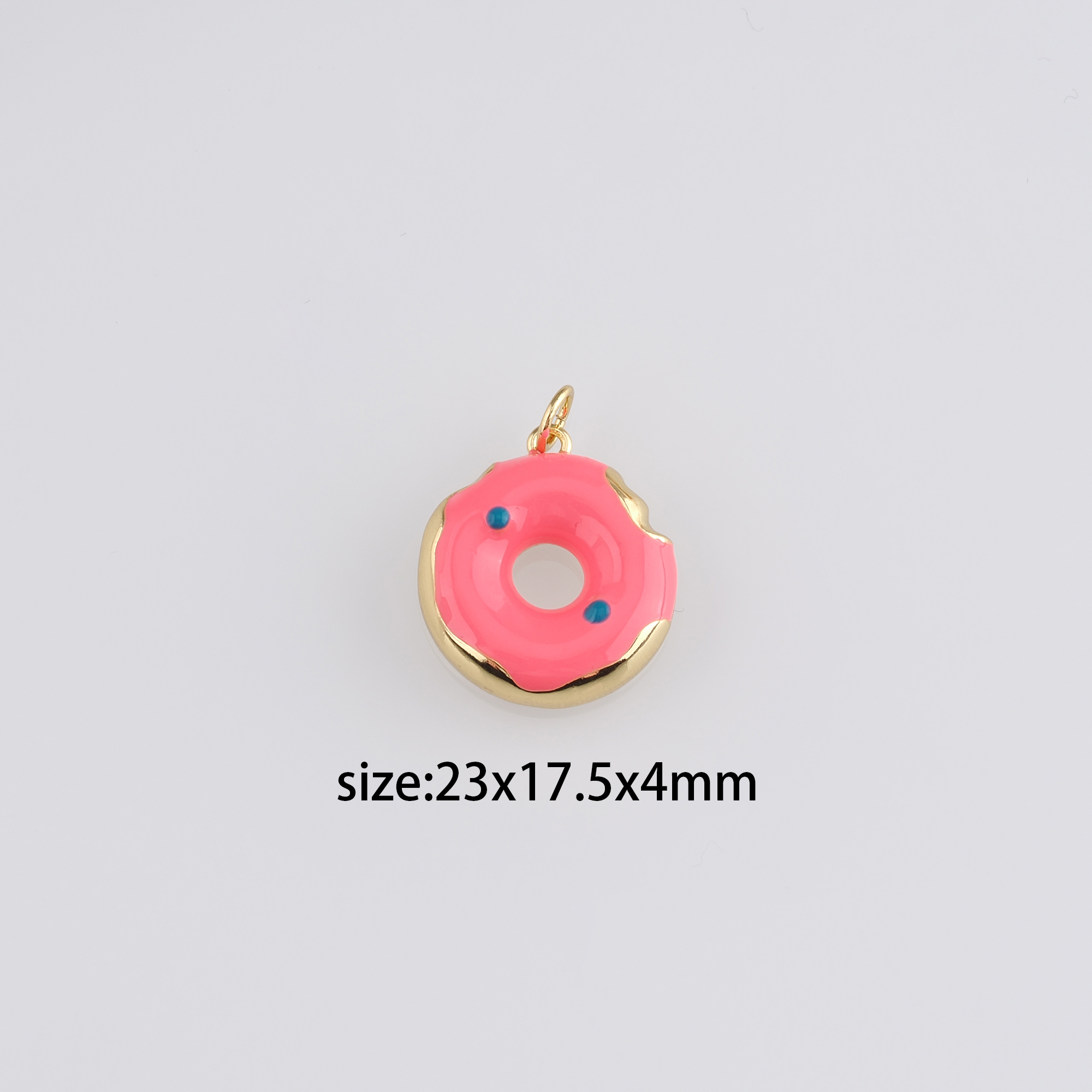 18K Gold Filled Doughnut Pendant,Food Charm,Enamel Donut Earrings Necklace for DIY Jewelry Making Supply