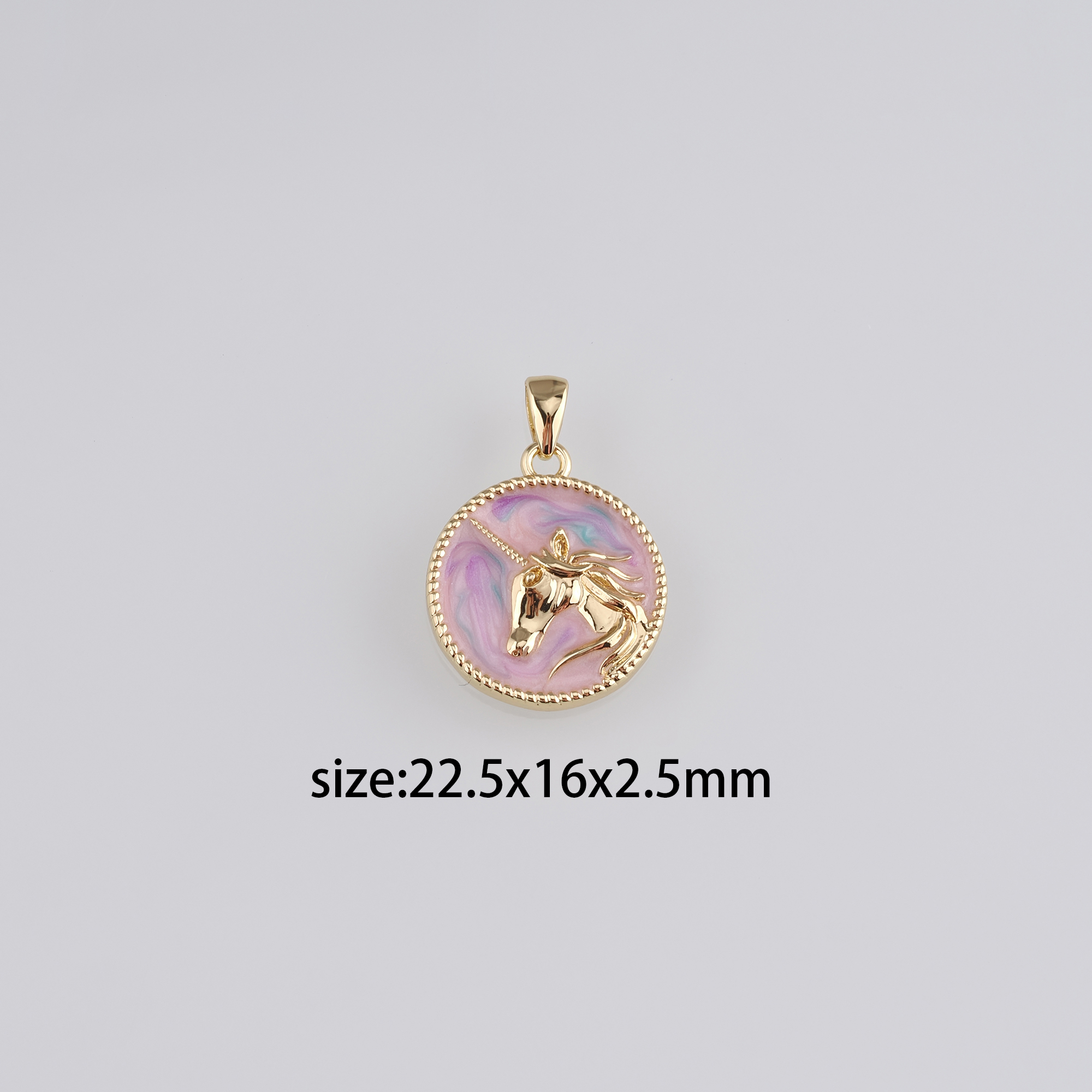 18K Gold Filled Unicorn Pendant,Enamel Unicorn Charm Earrings Necklace for DIY Jewelry Making Supply