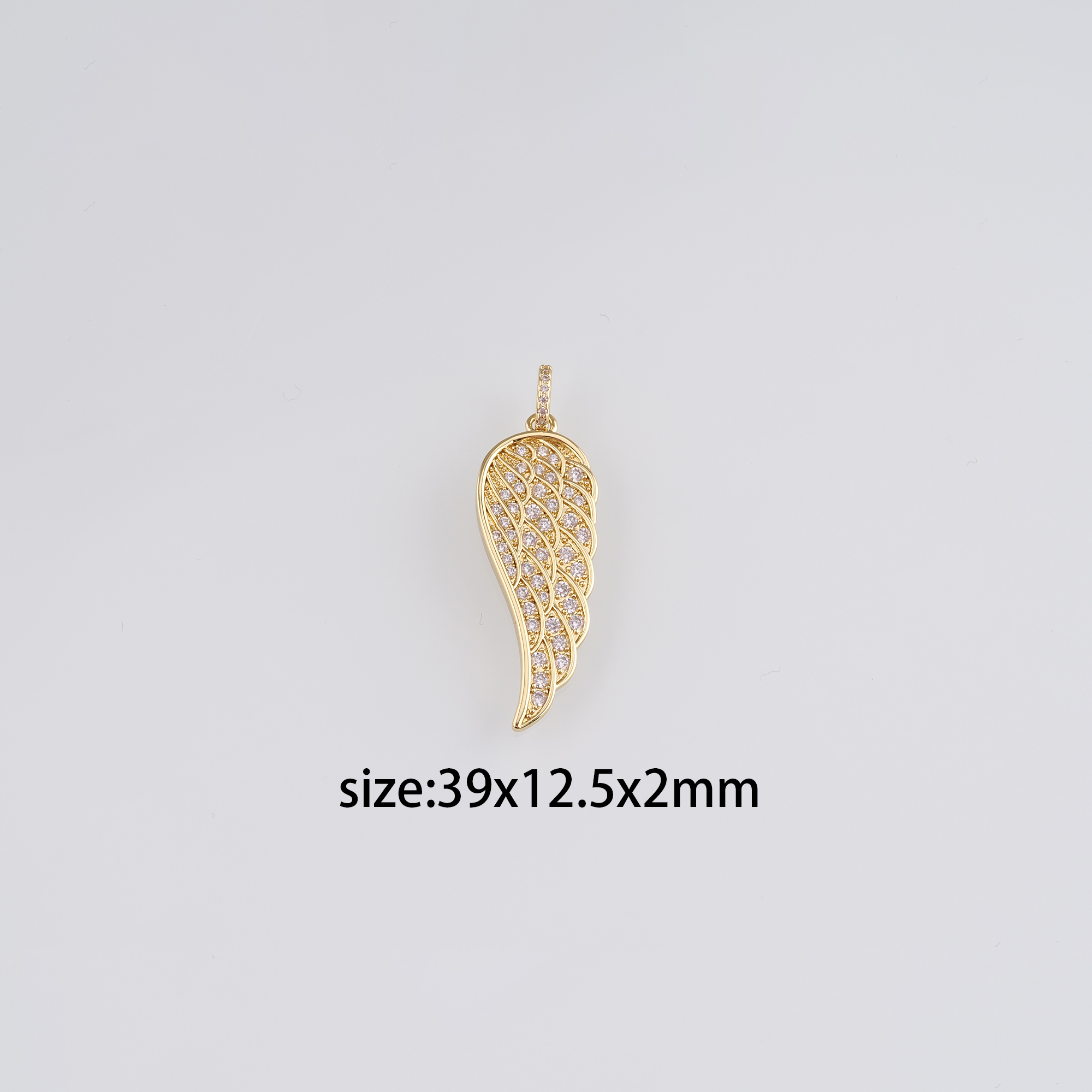 18K Gold Filled Wing Pendant,CZ Micro Pave Wings Earrings Necklace for DIY Jewelry Making Supply