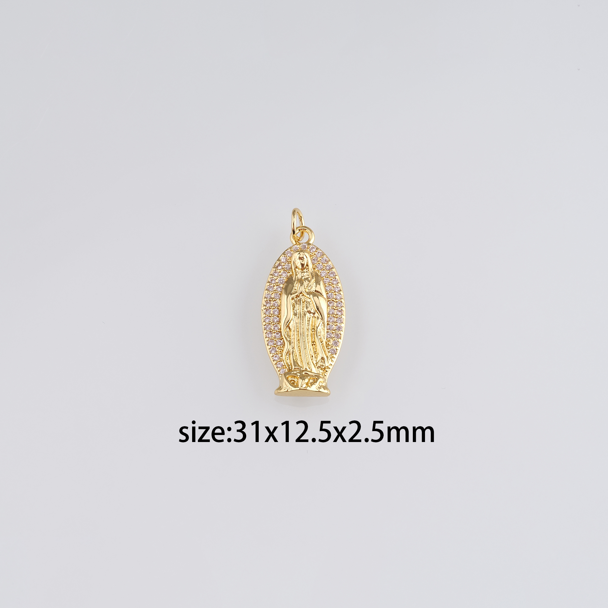 18K Gold Filled Virgin Mary Pendant,CZ Micro Pave Virgin Mary Charm Earrings Necklace for DIY Jewelry Making Supply