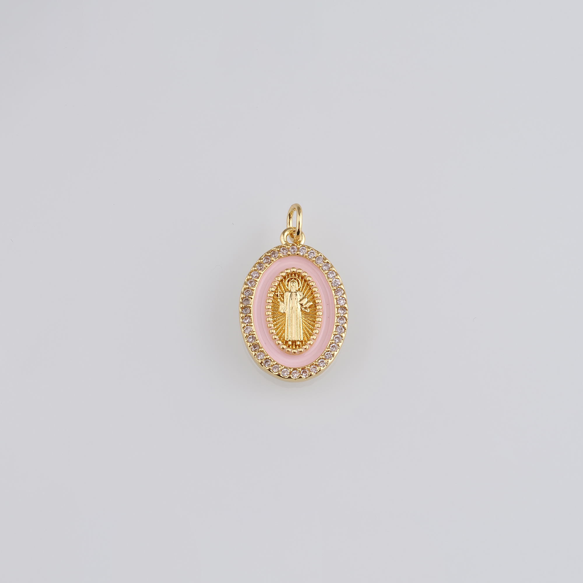 18K Gold Filled Virgin Mary Pendant,Enamel Virgin Mary Charm Earrings Necklace for DIY Jewelry Making Supply