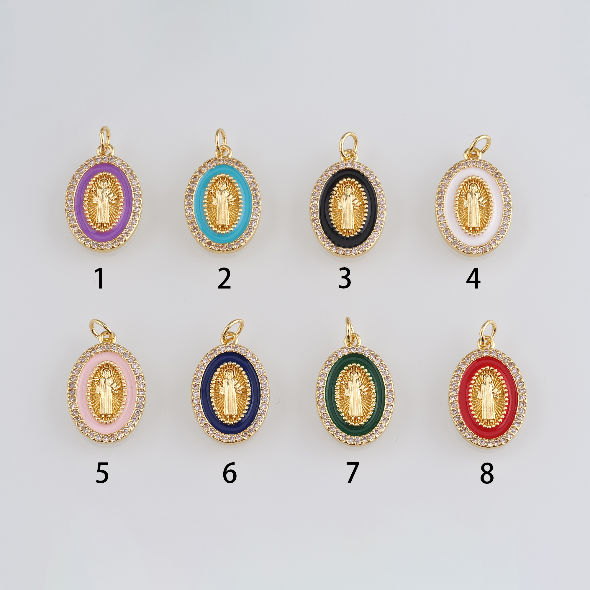 18K Gold Filled Virgin Mary Pendant,Enamel Virgin Mary Charm Earrings Necklace for DIY Jewelry Making Supply