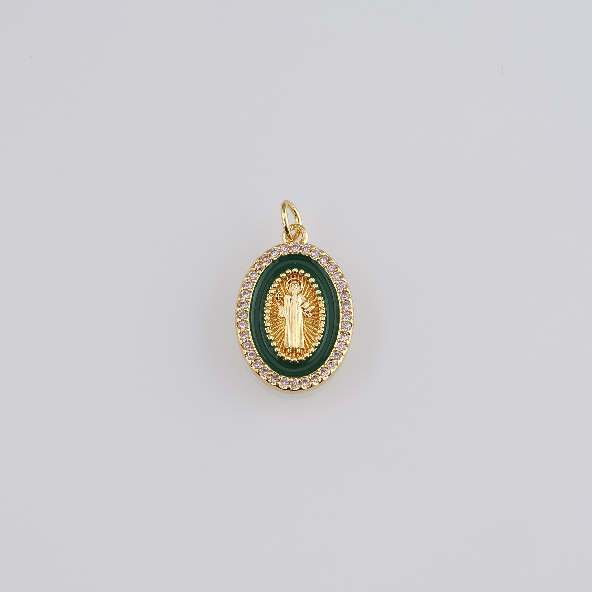 18K Gold Filled Virgin Mary Pendant,Enamel Virgin Mary Charm Earrings Necklace for DIY Jewelry Making Supply
