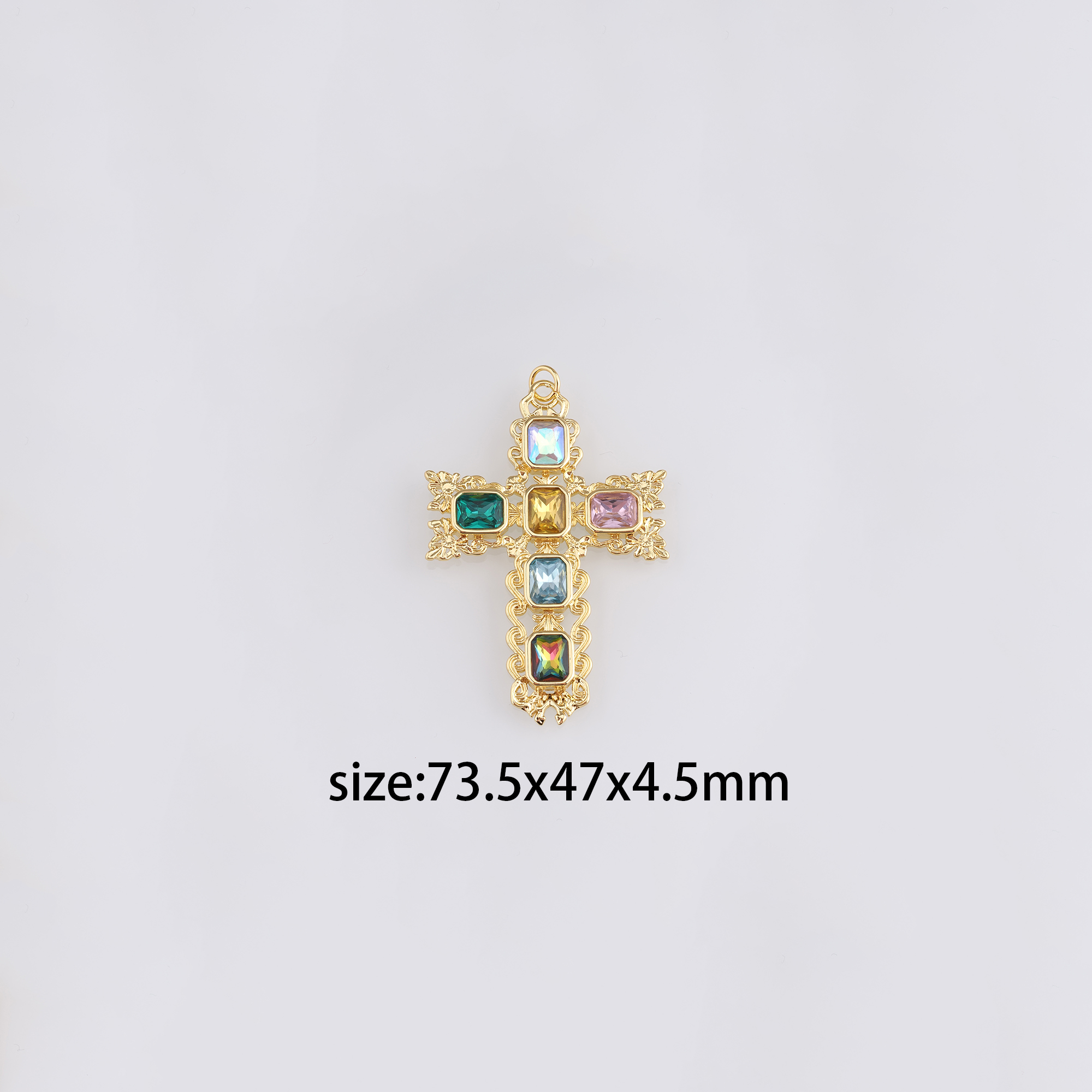 18K Gold Filled Cross Pendant,CZ Micro Pave Cross Charm Earrings Necklace for DIY Jewelry Making Supply