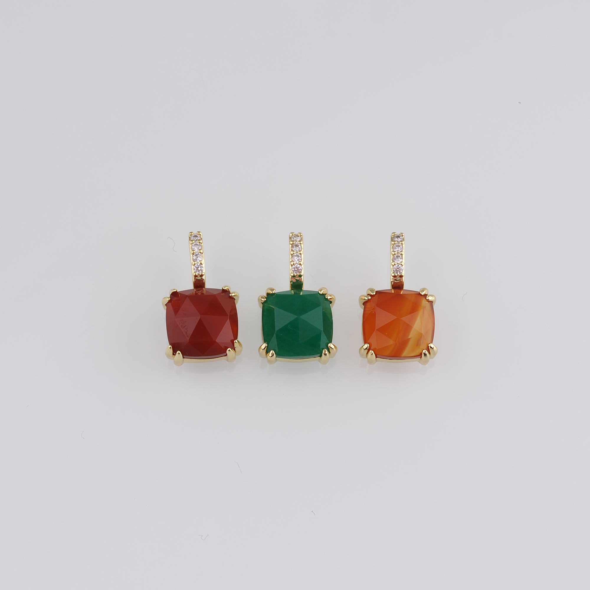 18K Gold Filled Square Pendant,Square Charm Earrings Necklace for DIY Jewelry Making Supply