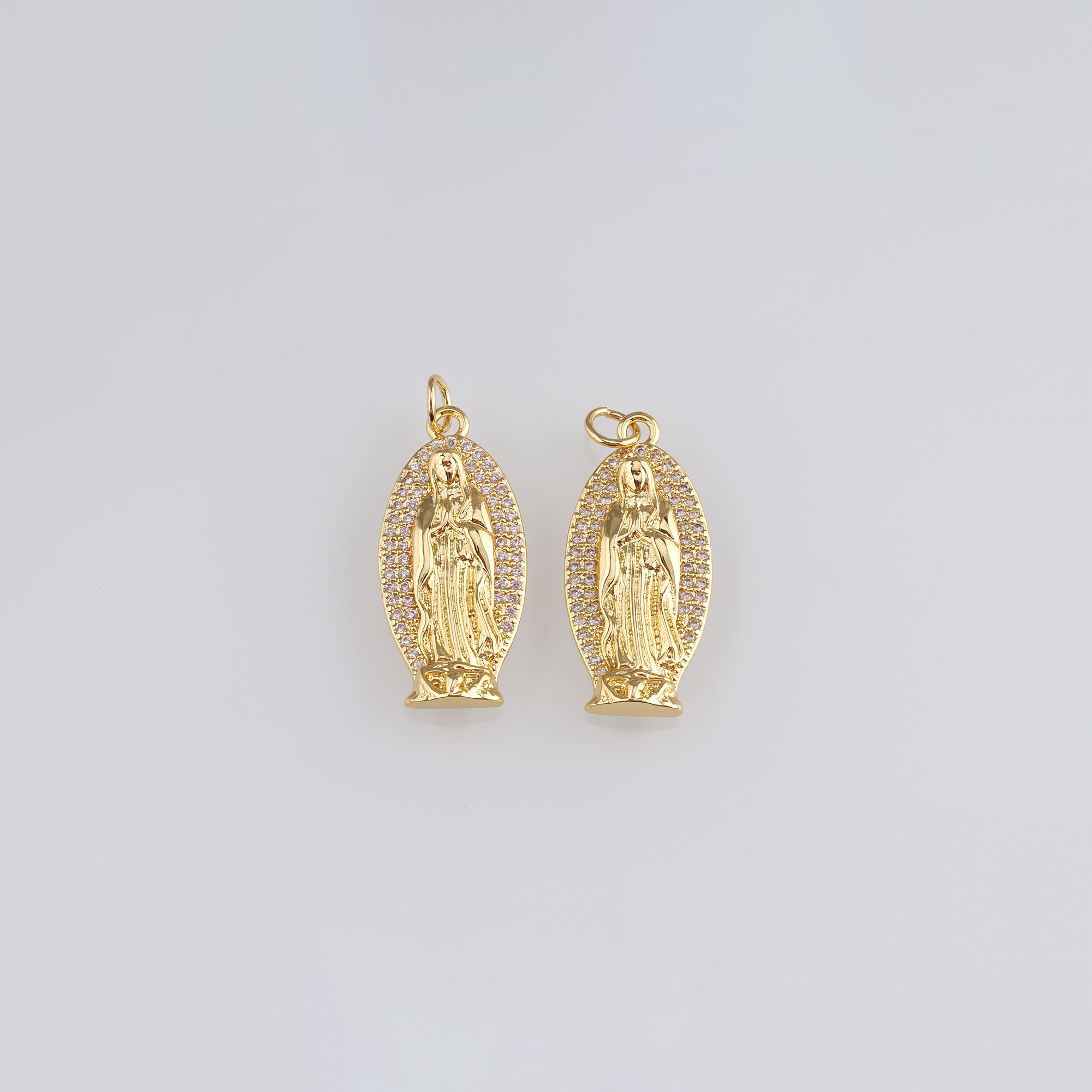 18K Gold Filled Virgin Mary Pendant,CZ Micro Pave Virgin Mary Charm Earrings Necklace for DIY Jewelry Making Supply
