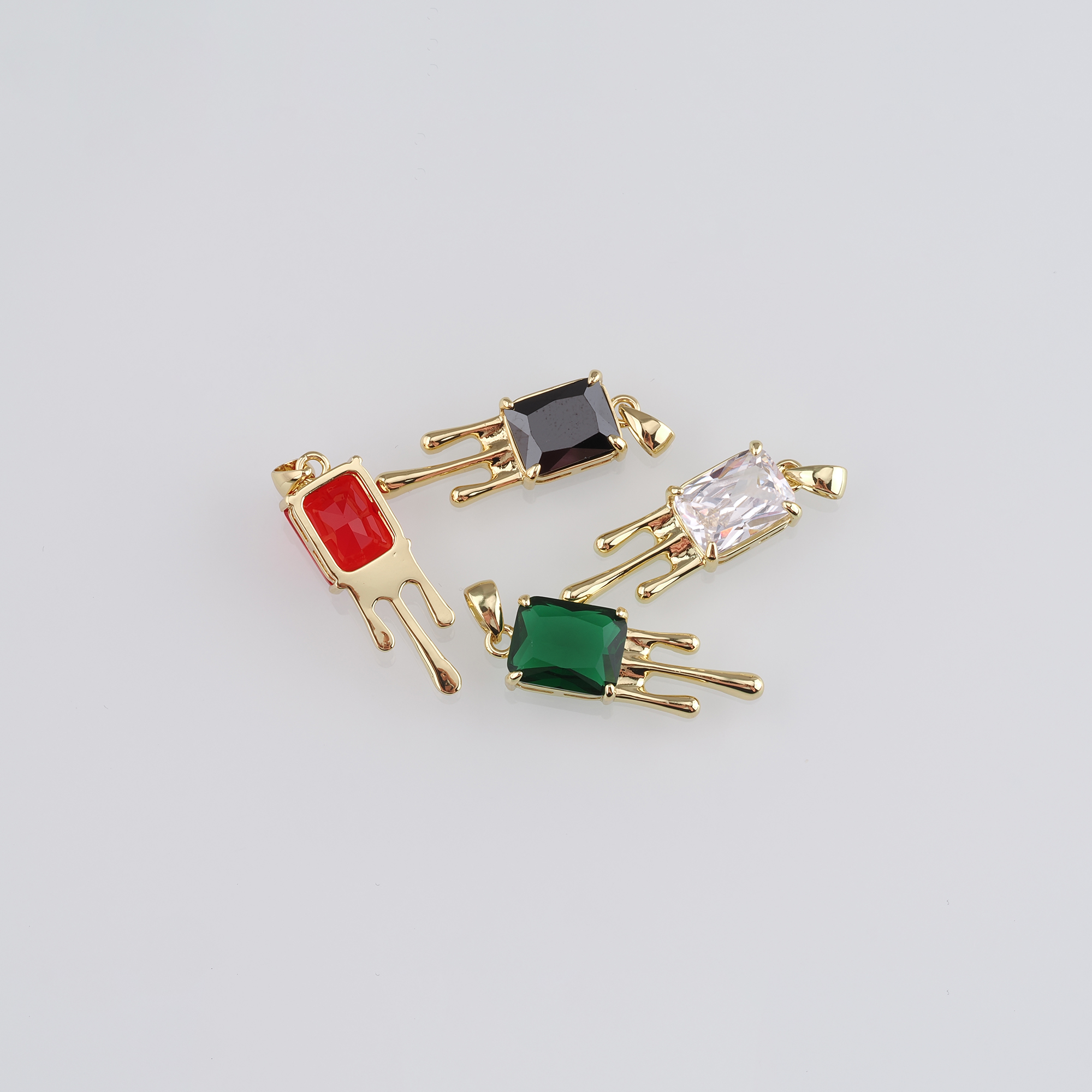 18K Gold Filled Rectangle Pendant,Crystal Rectangle Charm Earrings Necklace for DIY Jewelry Making Supply