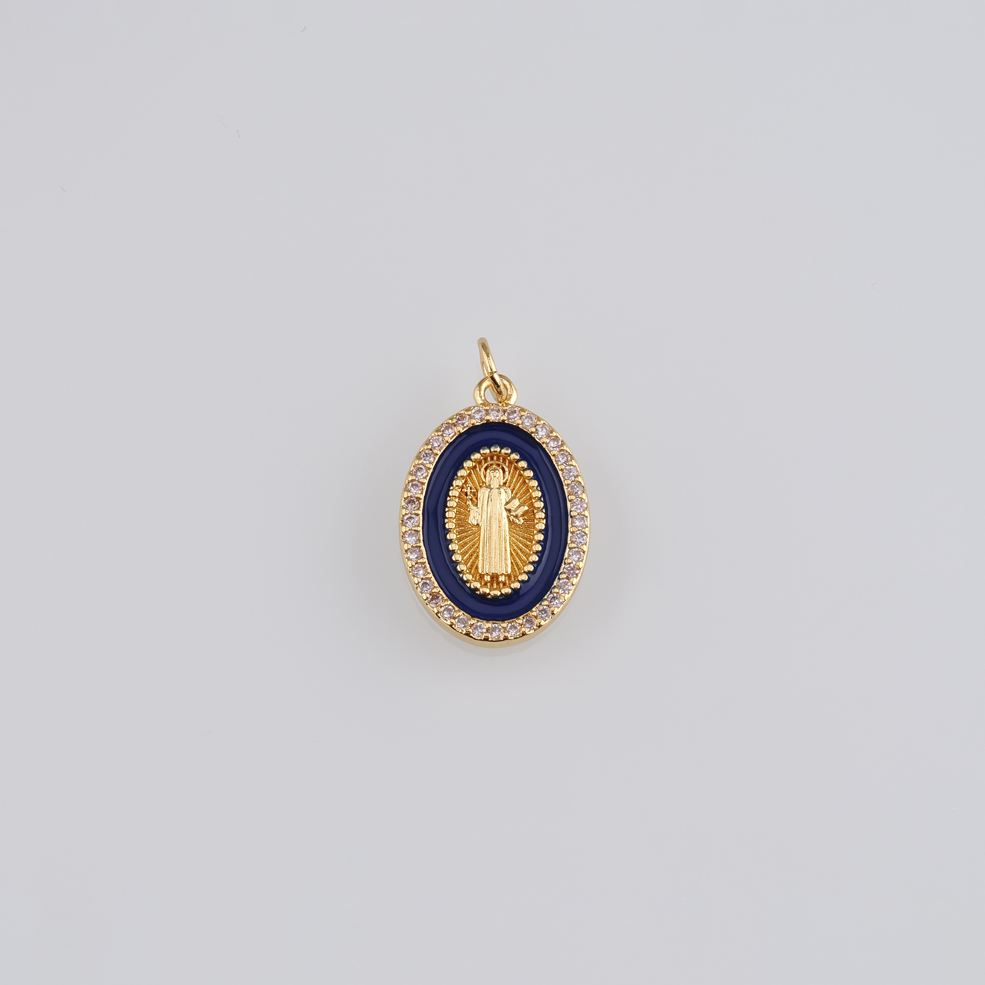 18K Gold Filled Virgin Mary Pendant,Enamel Virgin Mary Charm Earrings Necklace for DIY Jewelry Making Supply