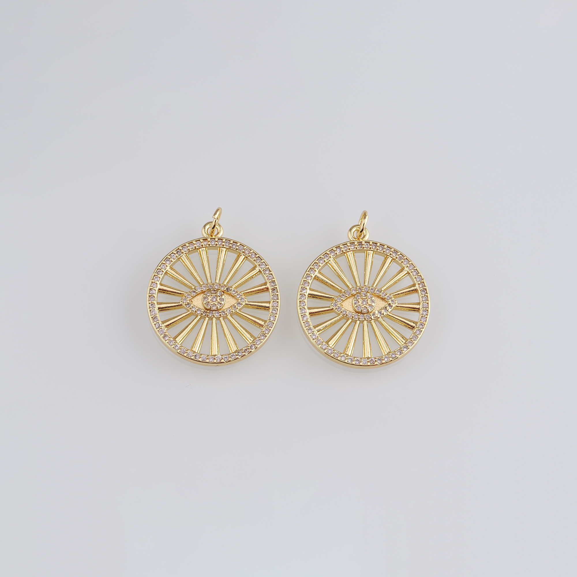 18K Gold Filled Evil Eye Pendant,CZ Micro Pave Evil Eye Charm Earrings Necklace for DIY Jewelry Making Supply