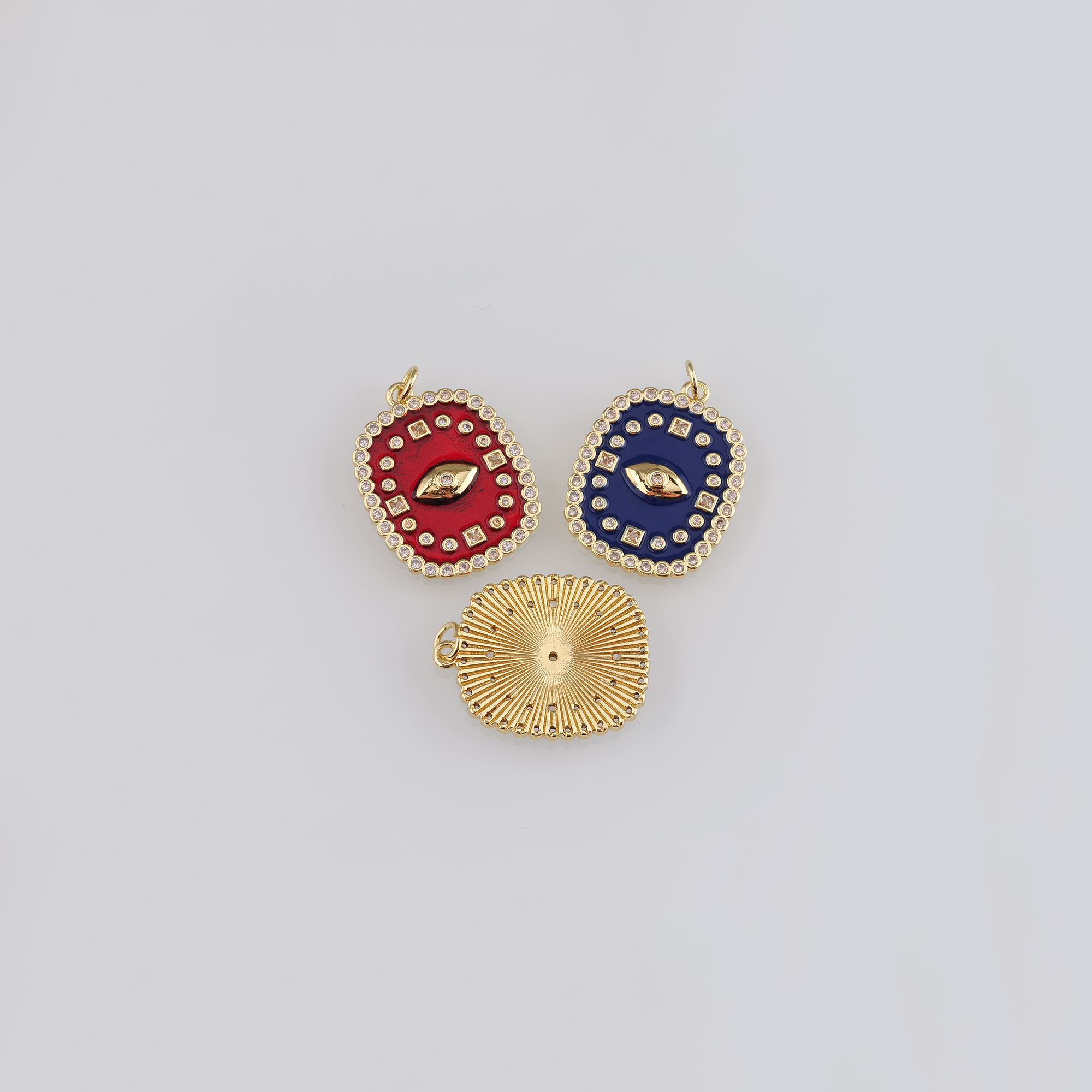 18K Gold Filled Evil Eye Pendant,Enamel Evil Eye Charm Earrings Necklace for DIY Jewelry Making Supply