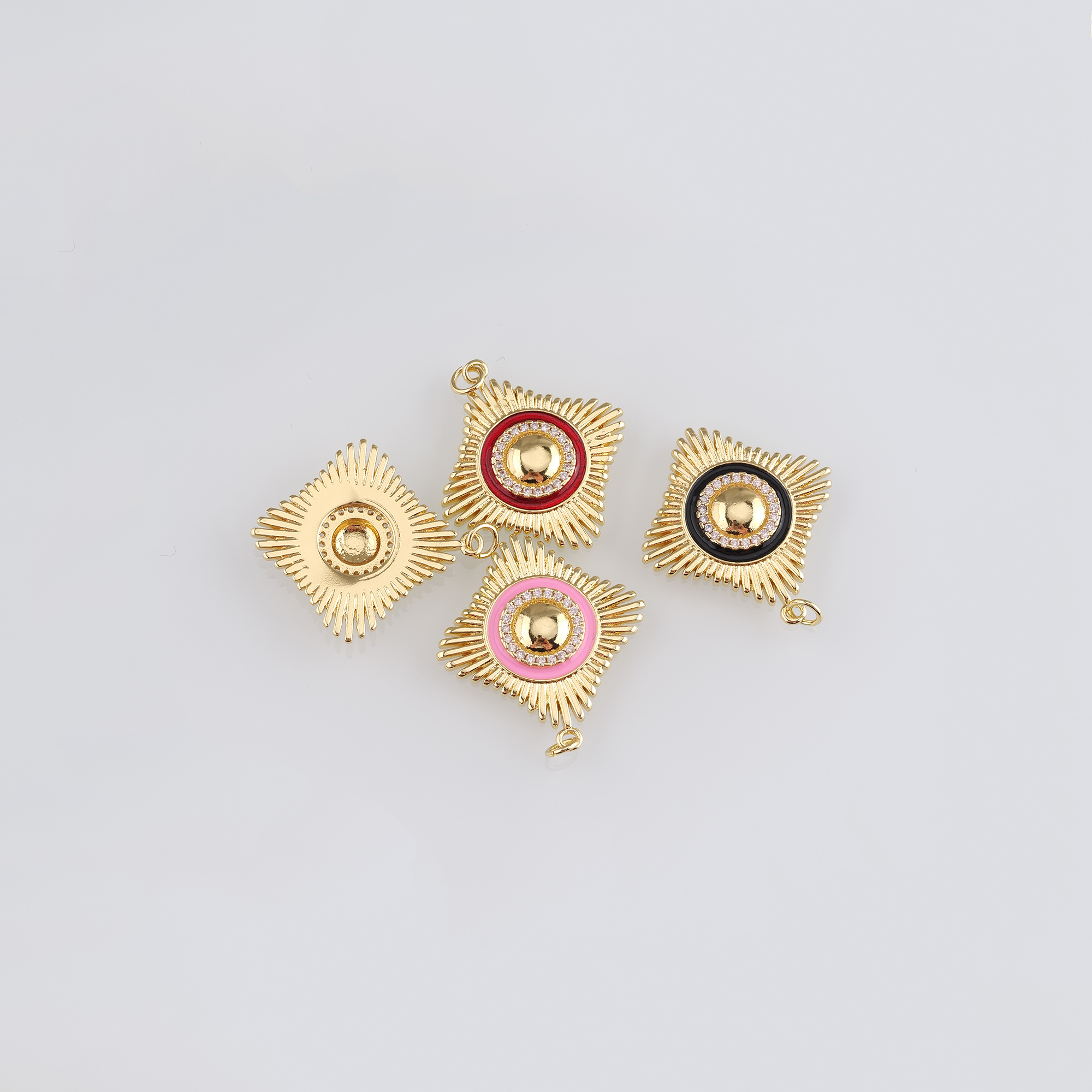 18K Gold Filled Square Pendant,Enamel Square Charm Earrings Necklace for DIY Jewelry Making Supply