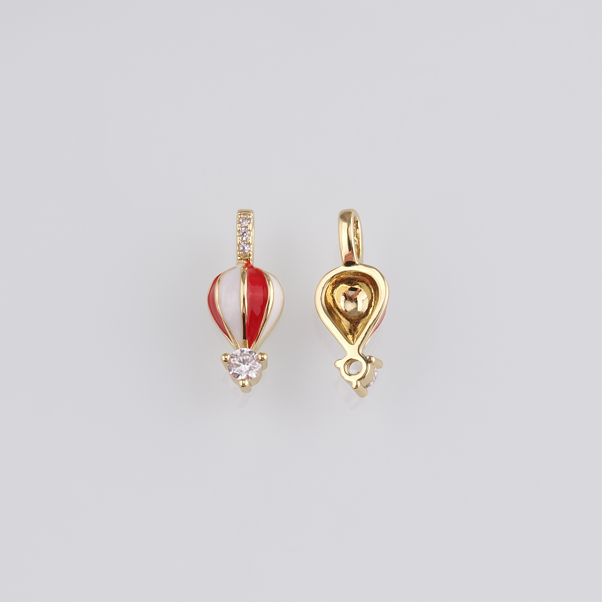 18K Gold Filled Hot Air Balloon Pendant,Enamel Hot Air Balloon Charm Earrings Necklace for DIY Jewelry Making Supply