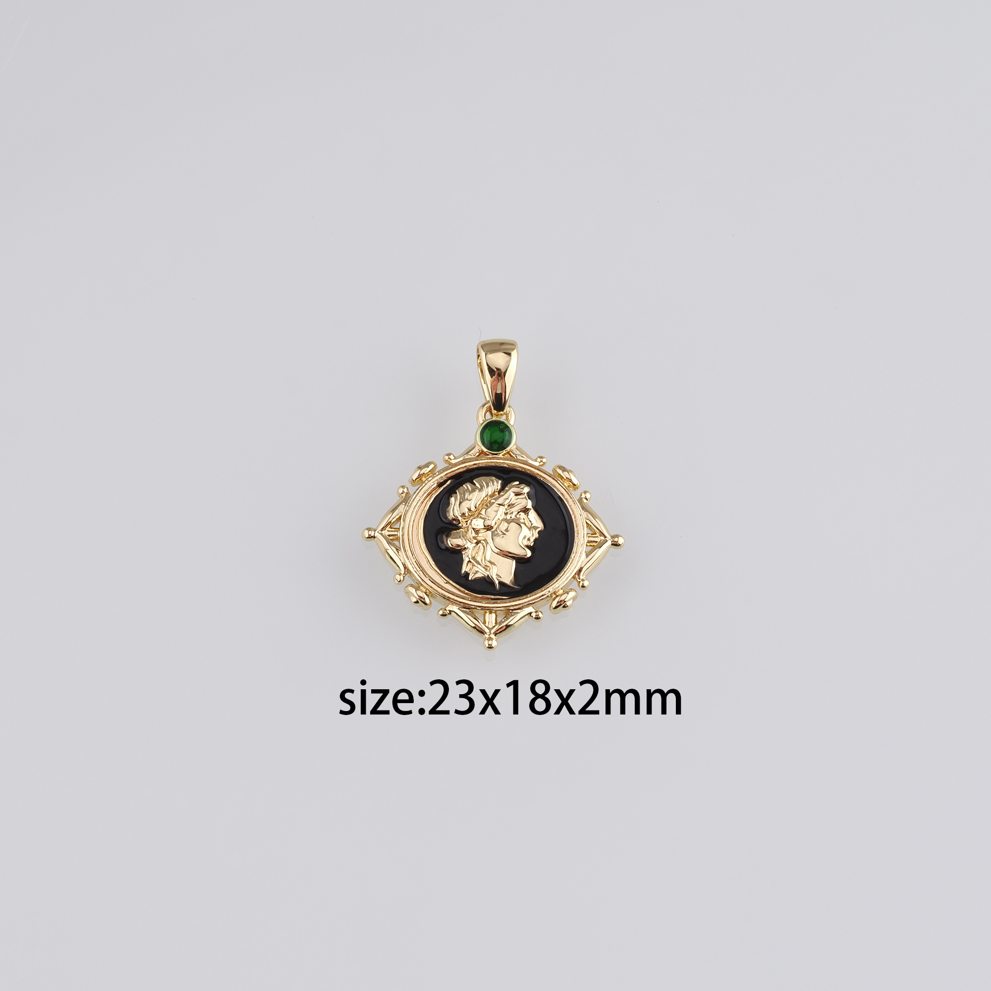 18K Gold Filled Portrait Pendant,Enamel Portrait Charm Earrings Necklace for DIY Jewelry Making Supply