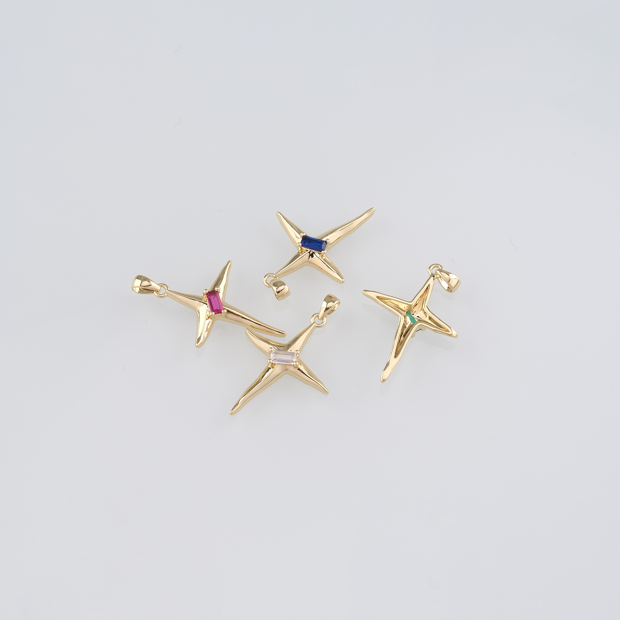 18K Gold Filled Star Pendant,Celestial Charm,CZ Micro Pave Star Earrings Necklace for DIY Jewelry Making Supply