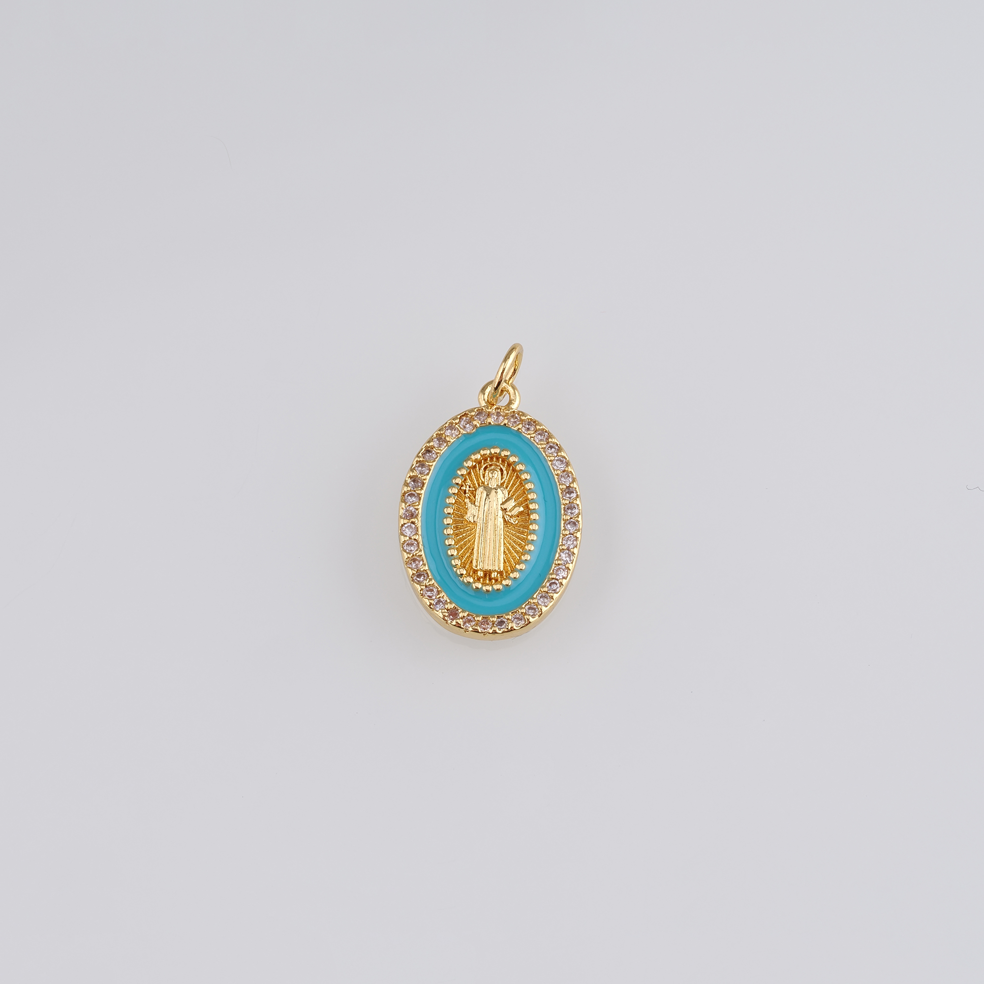 18K Gold Filled Virgin Mary Pendant,Enamel Virgin Mary Charm Earrings Necklace for DIY Jewelry Making Supply