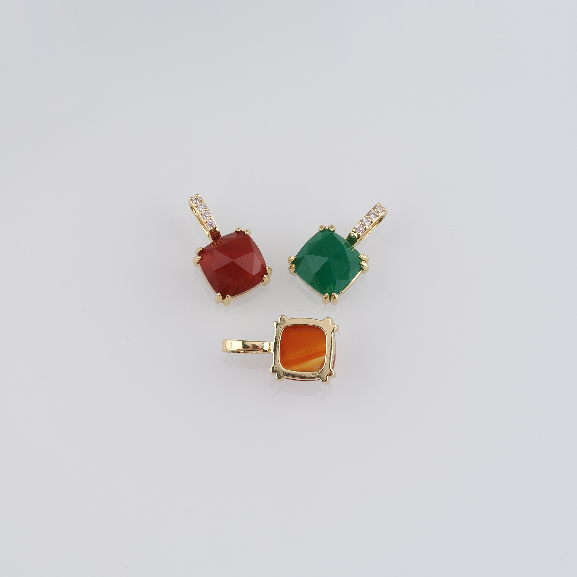 18K Gold Filled Square Pendant,Square Charm Earrings Necklace for DIY Jewelry Making Supply