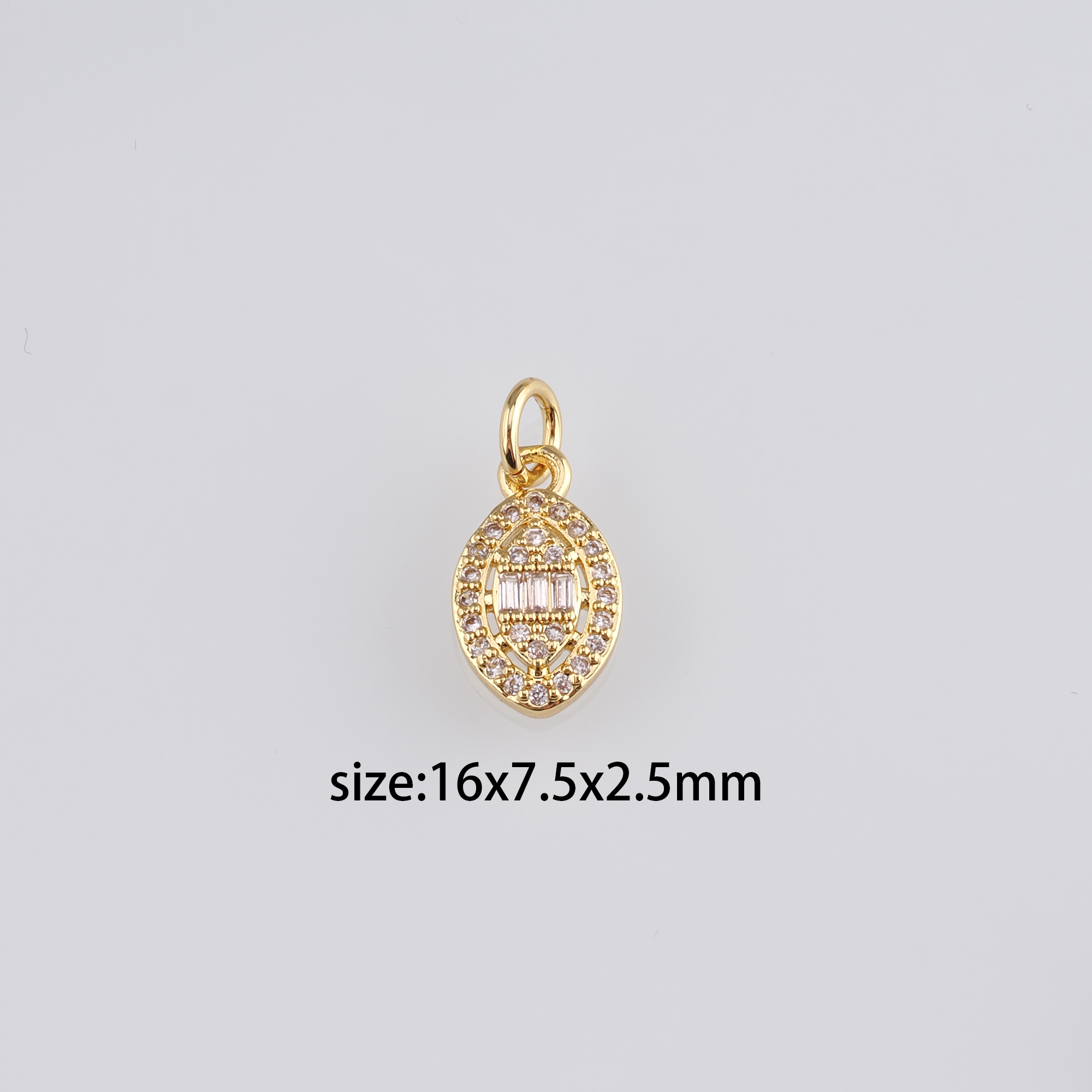18K Gold Filled Evil Eye Pendant,CZ Micro Pave Evil Eye Charm Earrings Necklace for DIY Jewelry Making Supply