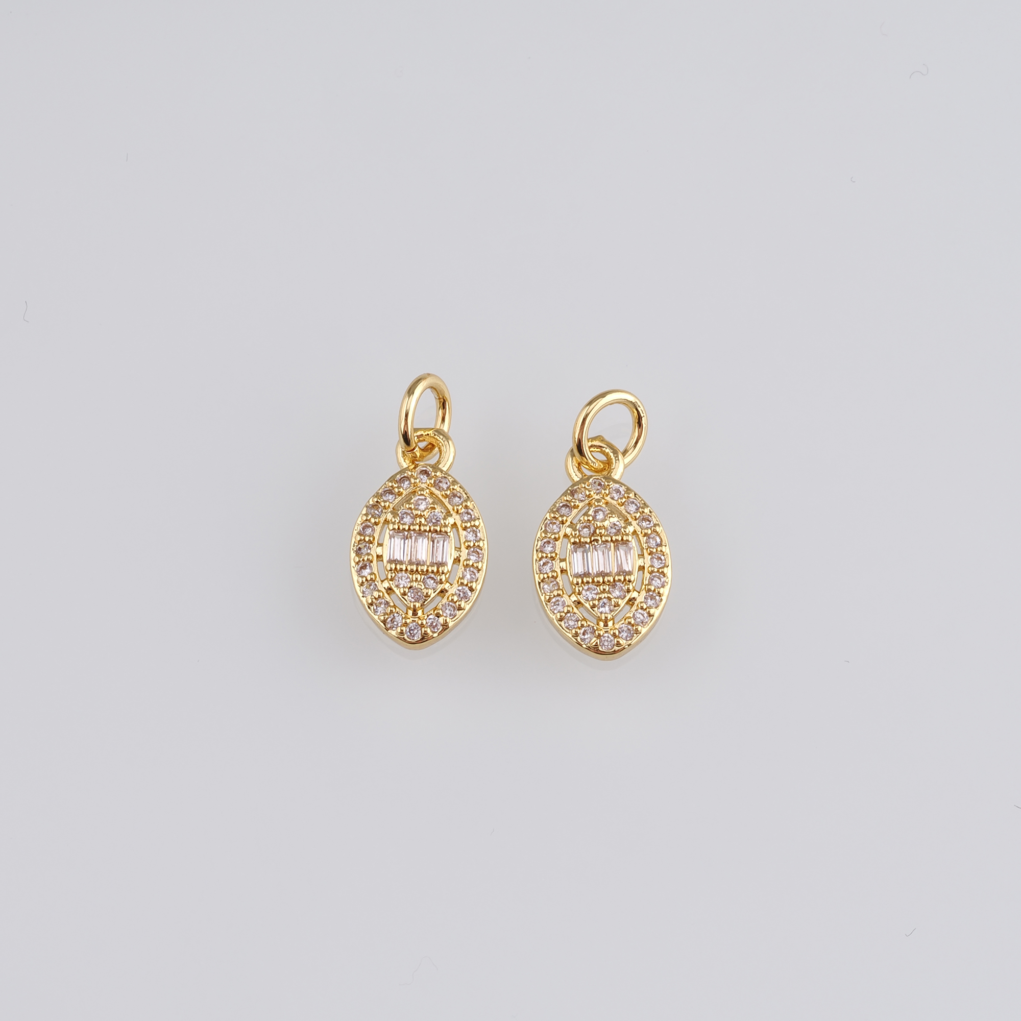 18K Gold Filled Evil Eye Pendant,CZ Micro Pave Evil Eye Charm Earrings Necklace for DIY Jewelry Making Supply