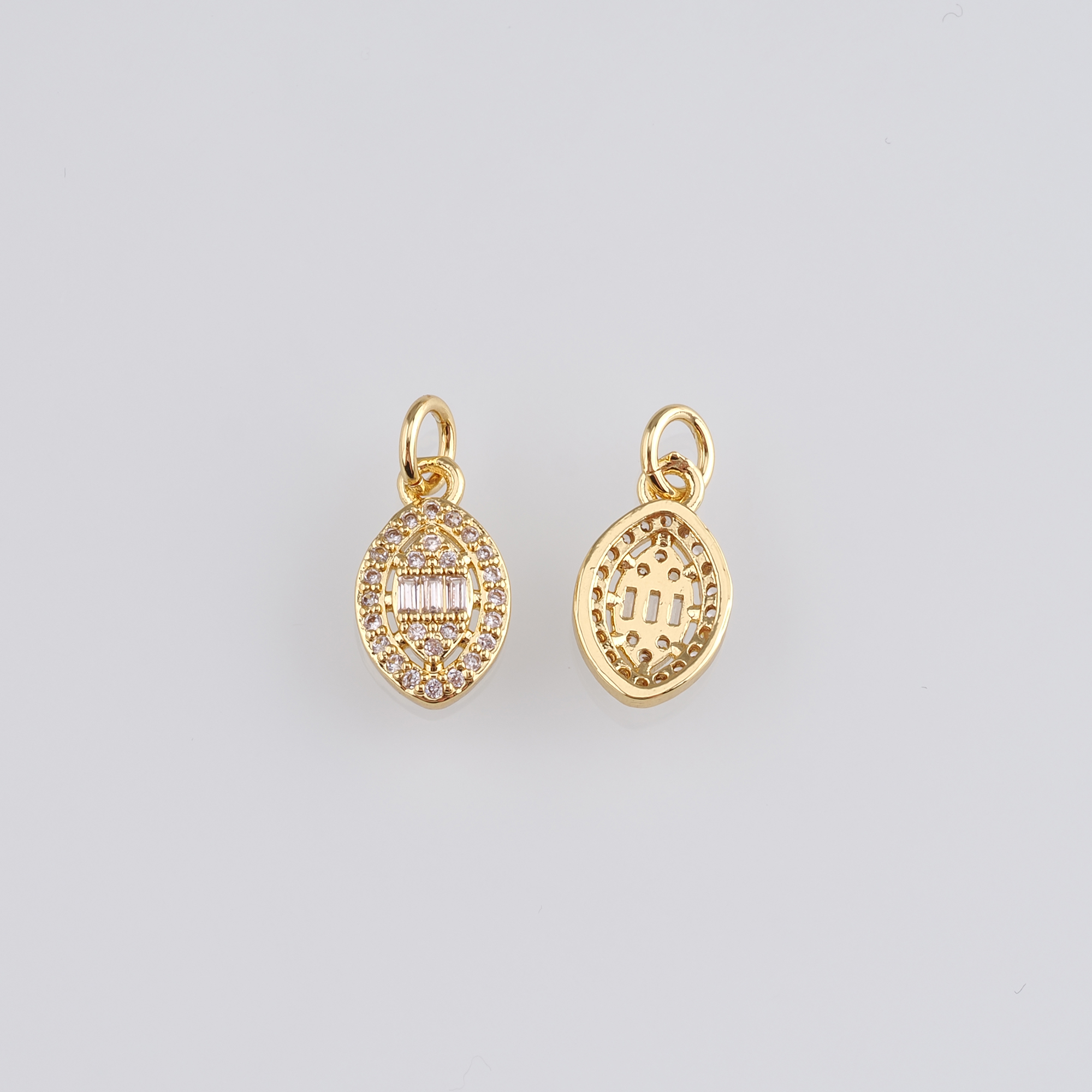 18K Gold Filled Evil Eye Pendant,CZ Micro Pave Evil Eye Charm Earrings Necklace for DIY Jewelry Making Supply