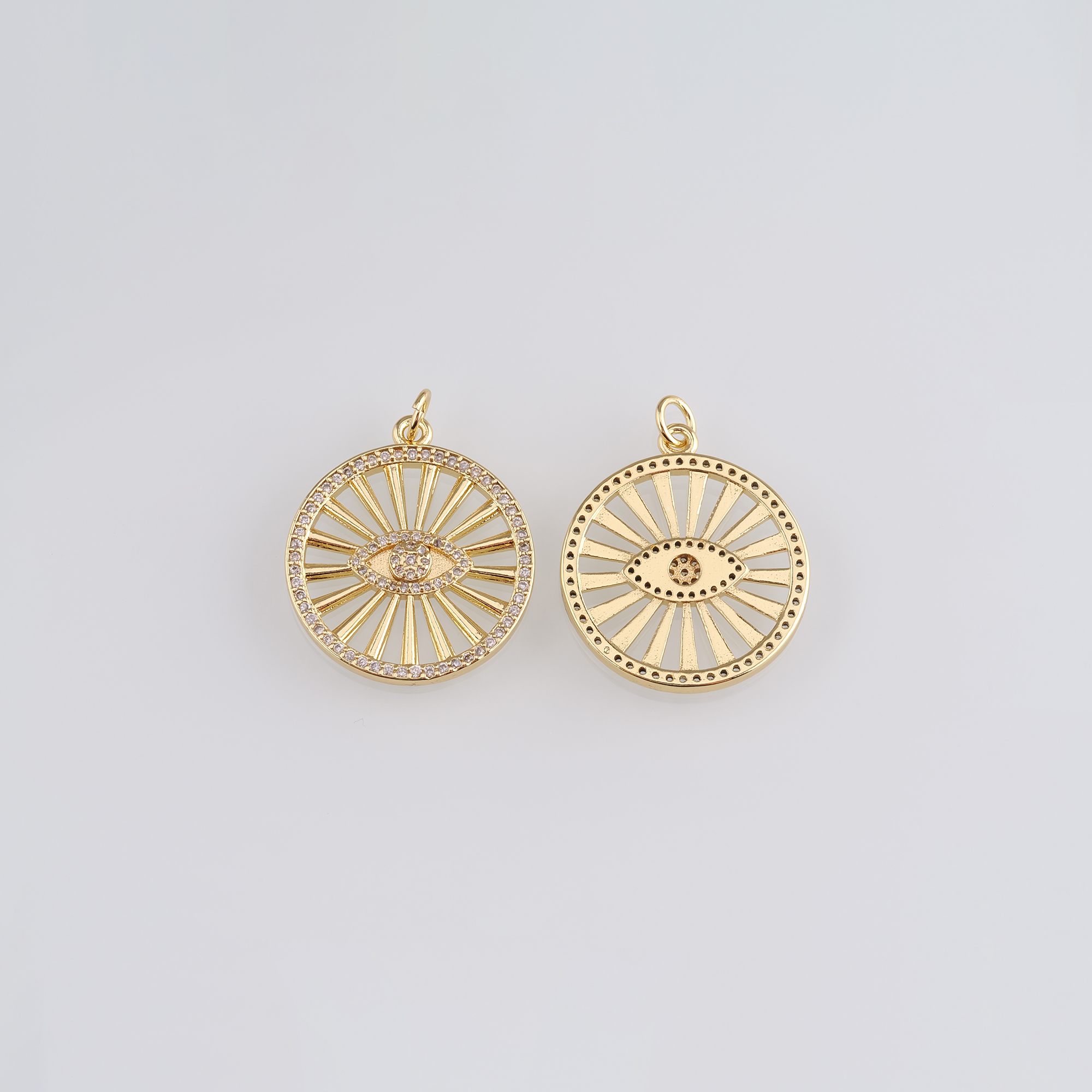 18K Gold Filled Evil Eye Pendant,CZ Micro Pave Evil Eye Charm Earrings Necklace for DIY Jewelry Making Supply