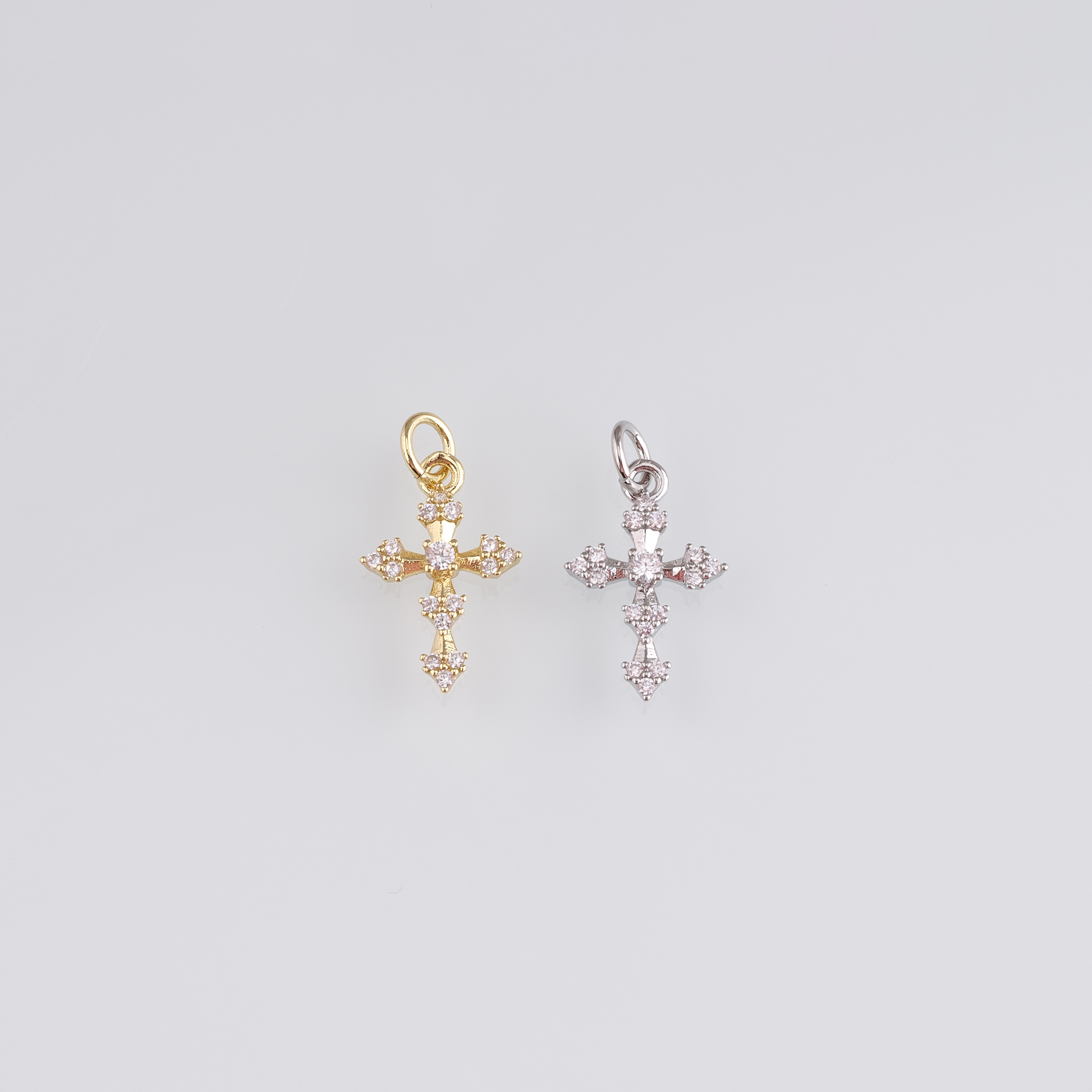 18K Gold Filled Cross Pendant,CZ Micro Pave Cross Charm Earrings Necklace for DIY Jewelry Making Supply
