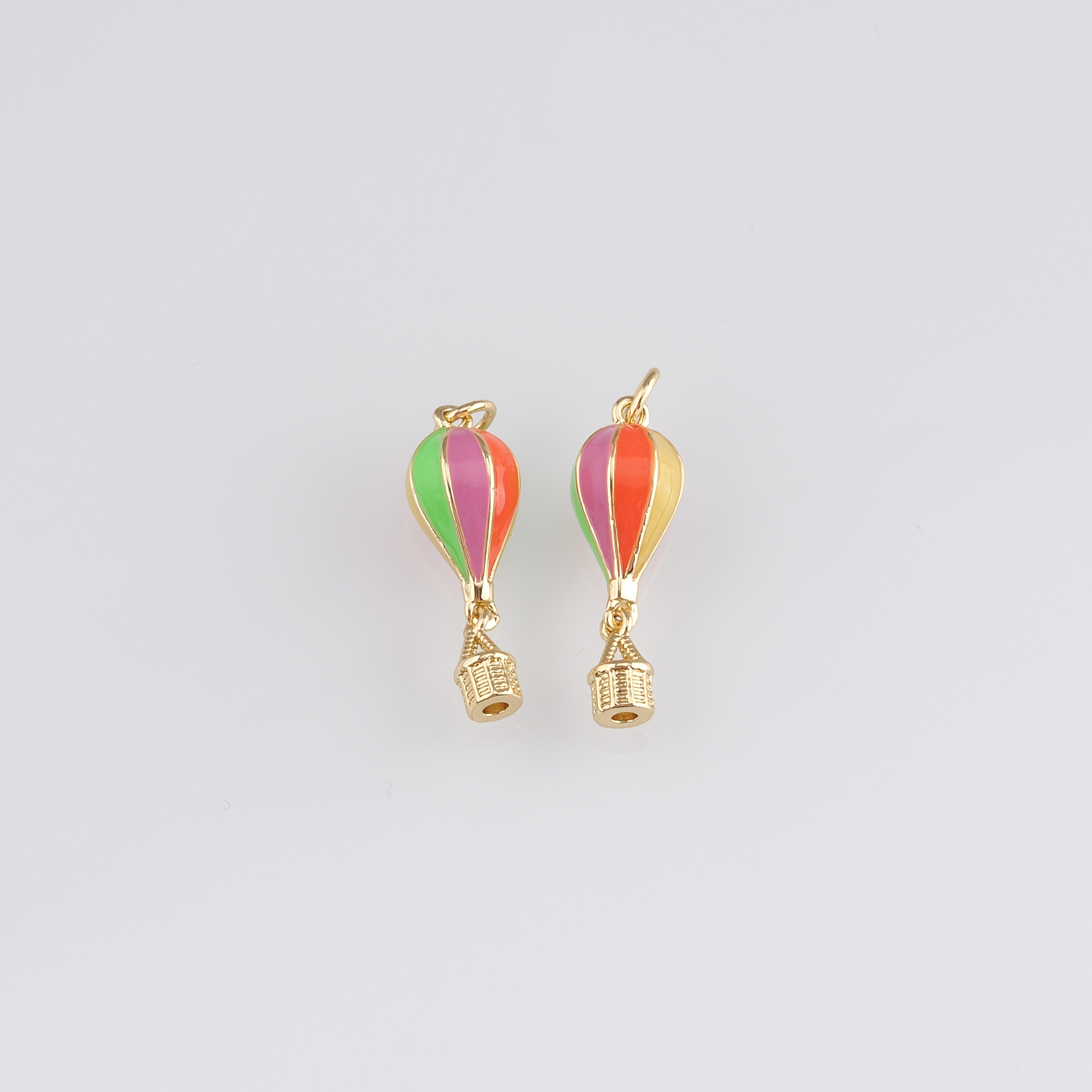 18K Gold Filled Hot Air Balloon Pendant,Enamel Hot Air Balloon Charm Earrings Necklace for DIY Jewelry Making Supply