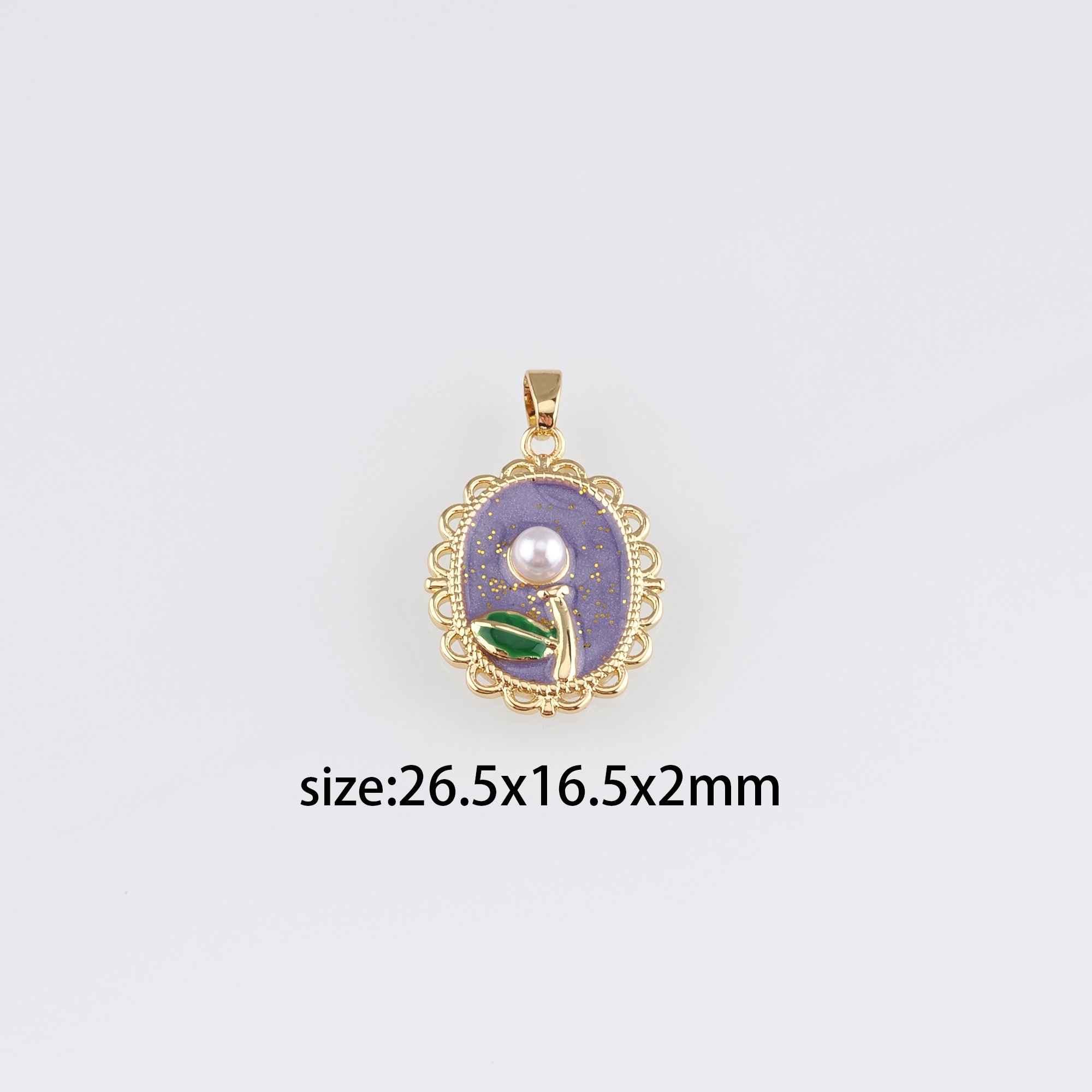 18K Gold Filled Flower Pendant,Enamel Flower Charm Earrings Necklace for DIY Jewelry Making Supply