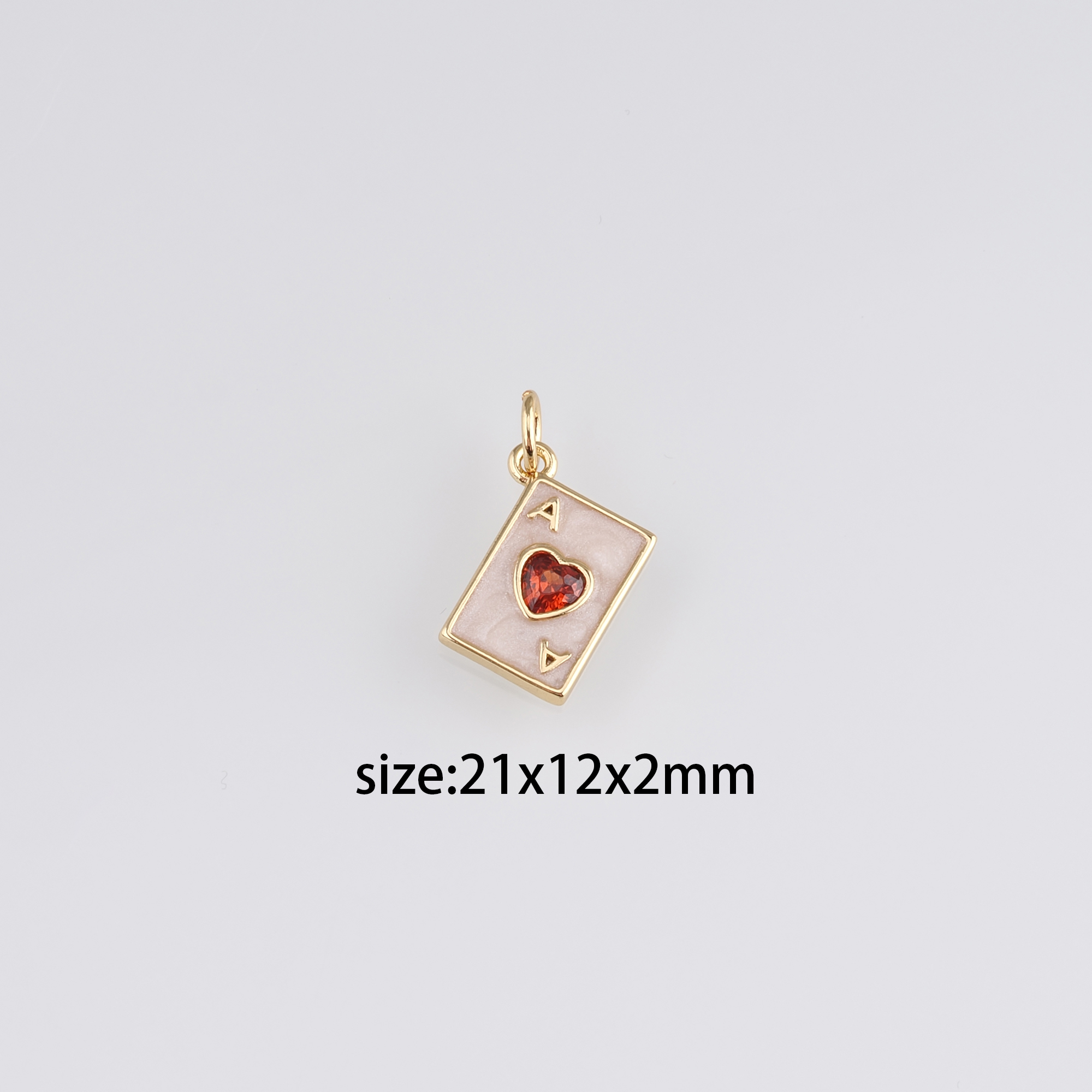 18K Gold Filled Poker Pendant,Enamel Playing Card Charm Earrings Necklace for DIY Jewelry Making Supply