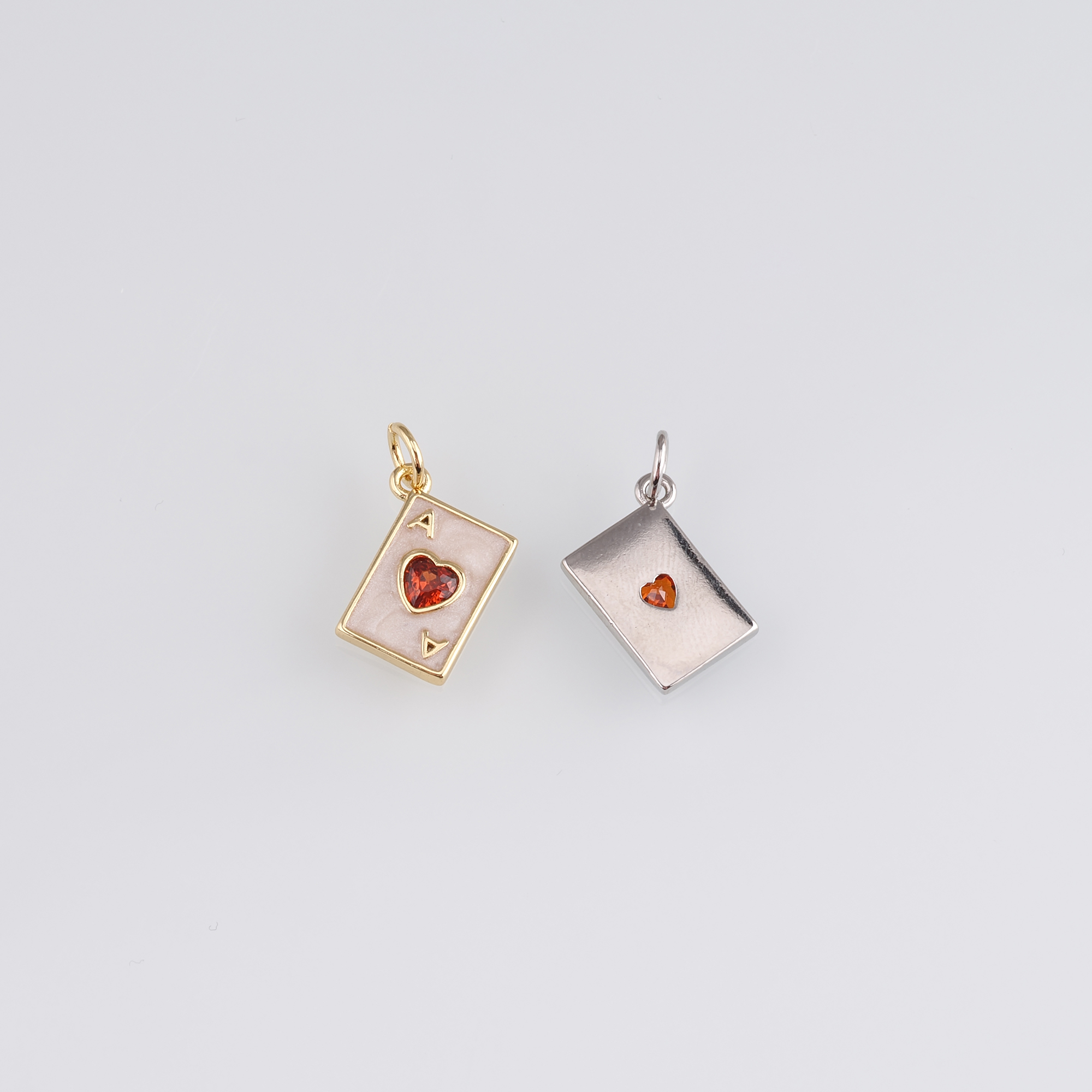 18K Gold Filled Poker Pendant,Enamel Playing Card Charm Earrings Necklace for DIY Jewelry Making Supply