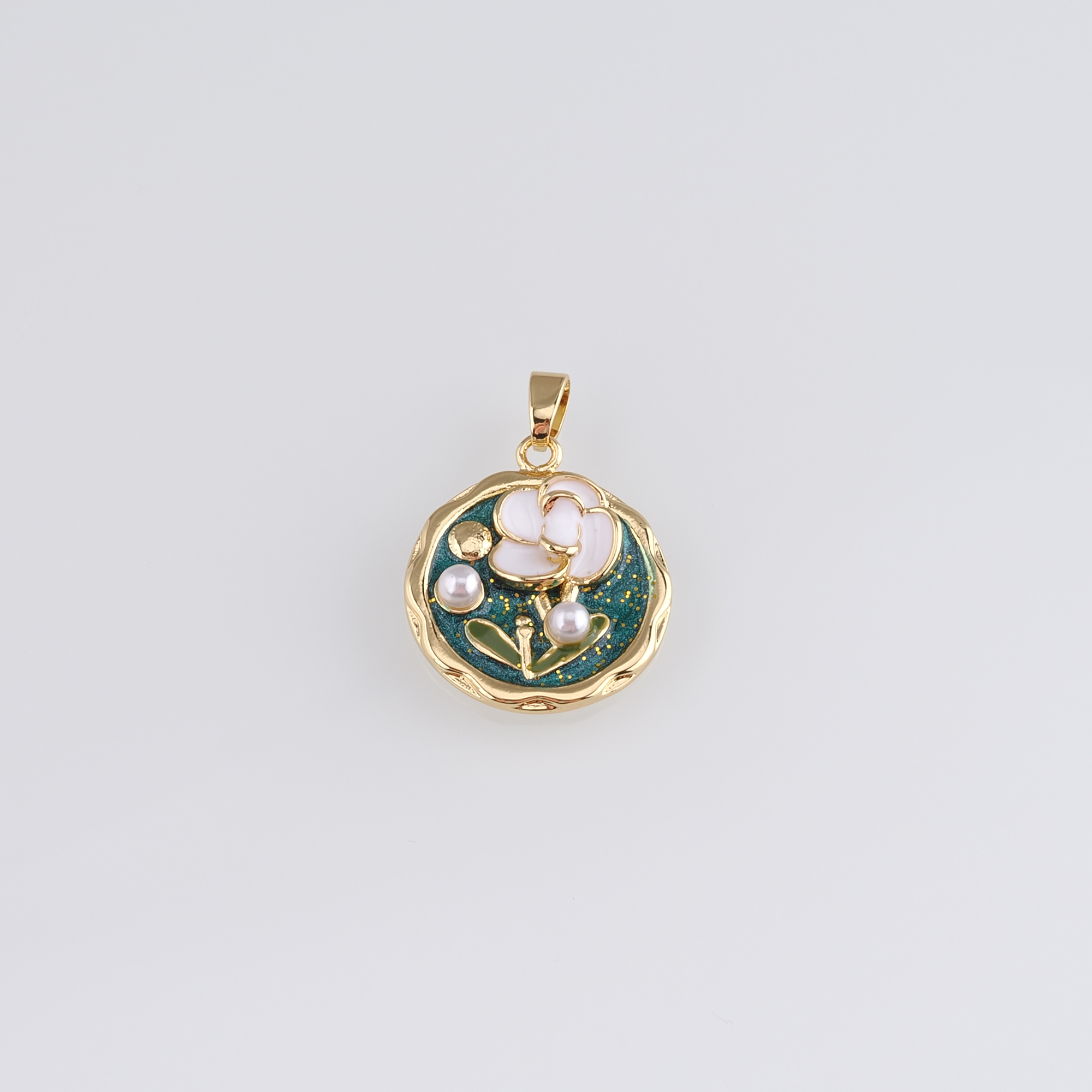 18K Gold Filled Flower Pendant,Enamel Flower Charm Earrings Necklace for DIY Jewelry Making Supply