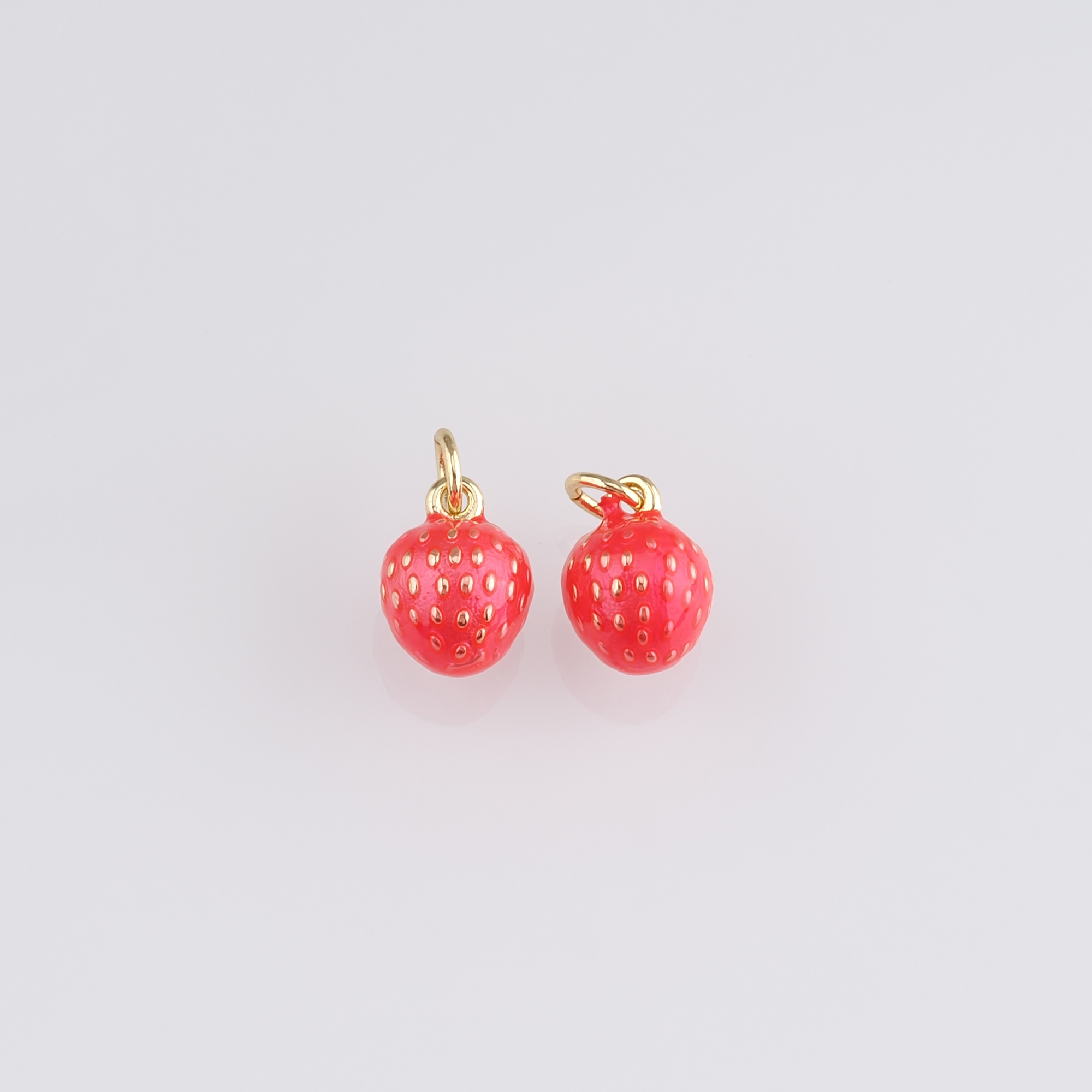18K Gold Filled Strawberry Pendant,Enamel Fruit Charm Earrings Necklace for DIY Jewelry Making Supply