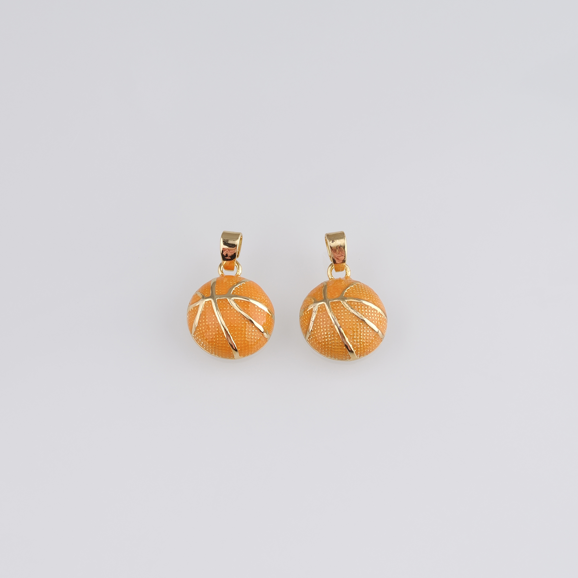 18K Gold Filled Basketball Pendant,Enamel Basketball Charm Earrings Necklace for DIY Jewelry Making Supply