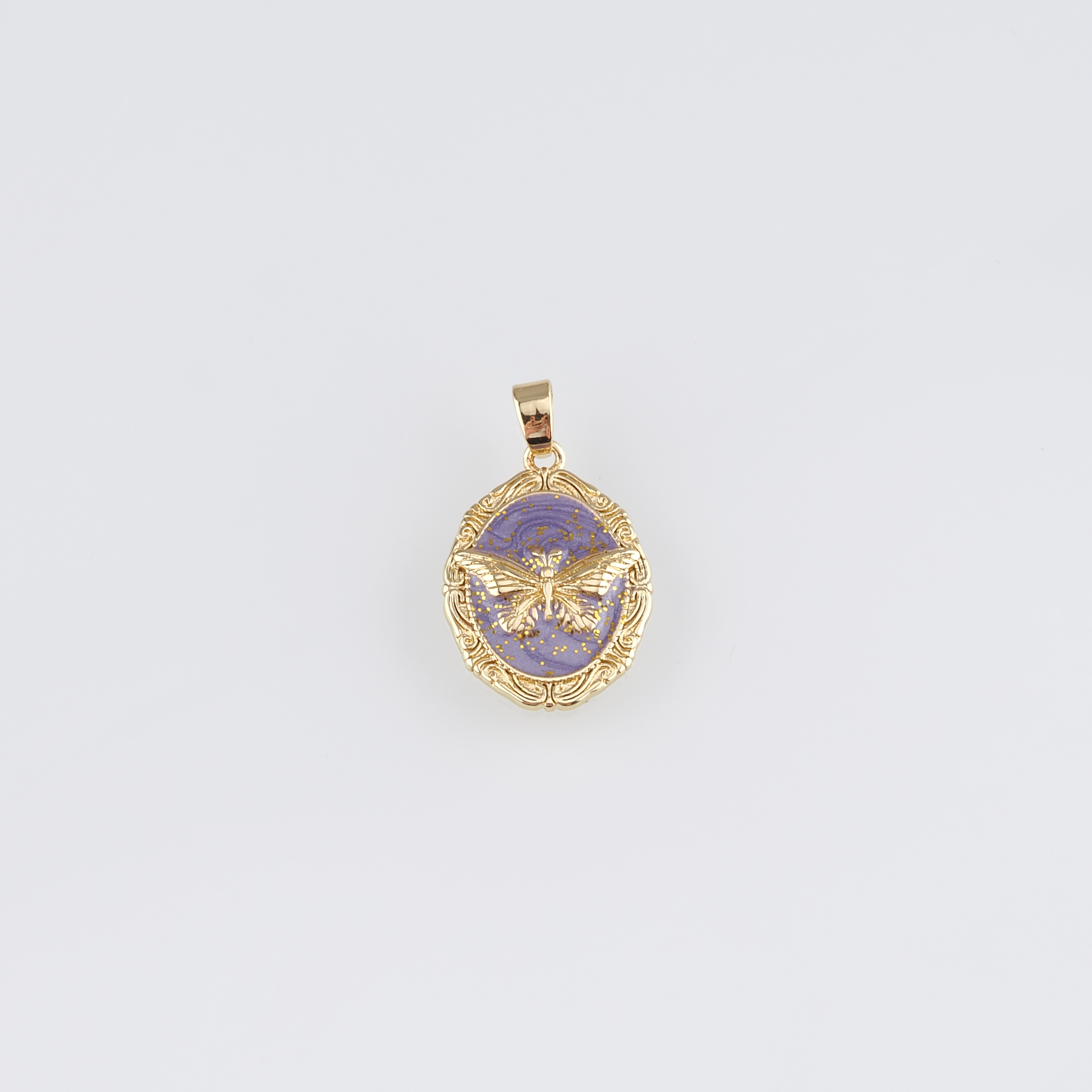18K Gold Filled Butterfly Pendant,Enamel Butterfly Charm Earrings Necklace for DIY Jewelry Making Supply
