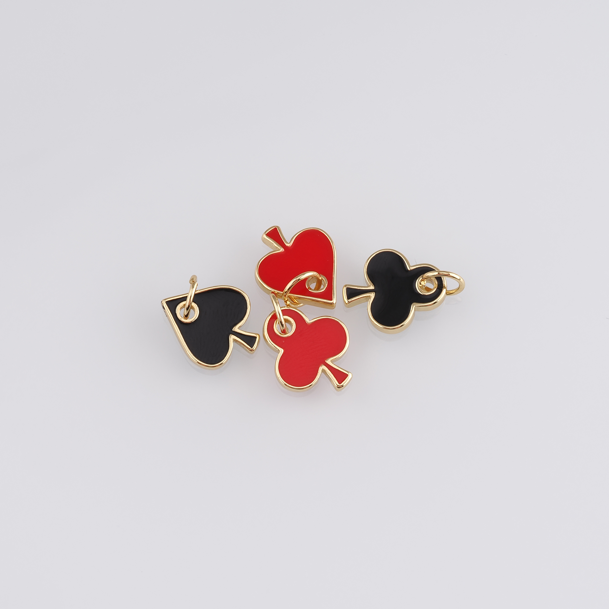 18K Gold Filled Poker Pendant,Enamel Poker Charm Earrings Necklace for DIY Jewelry Making Supply