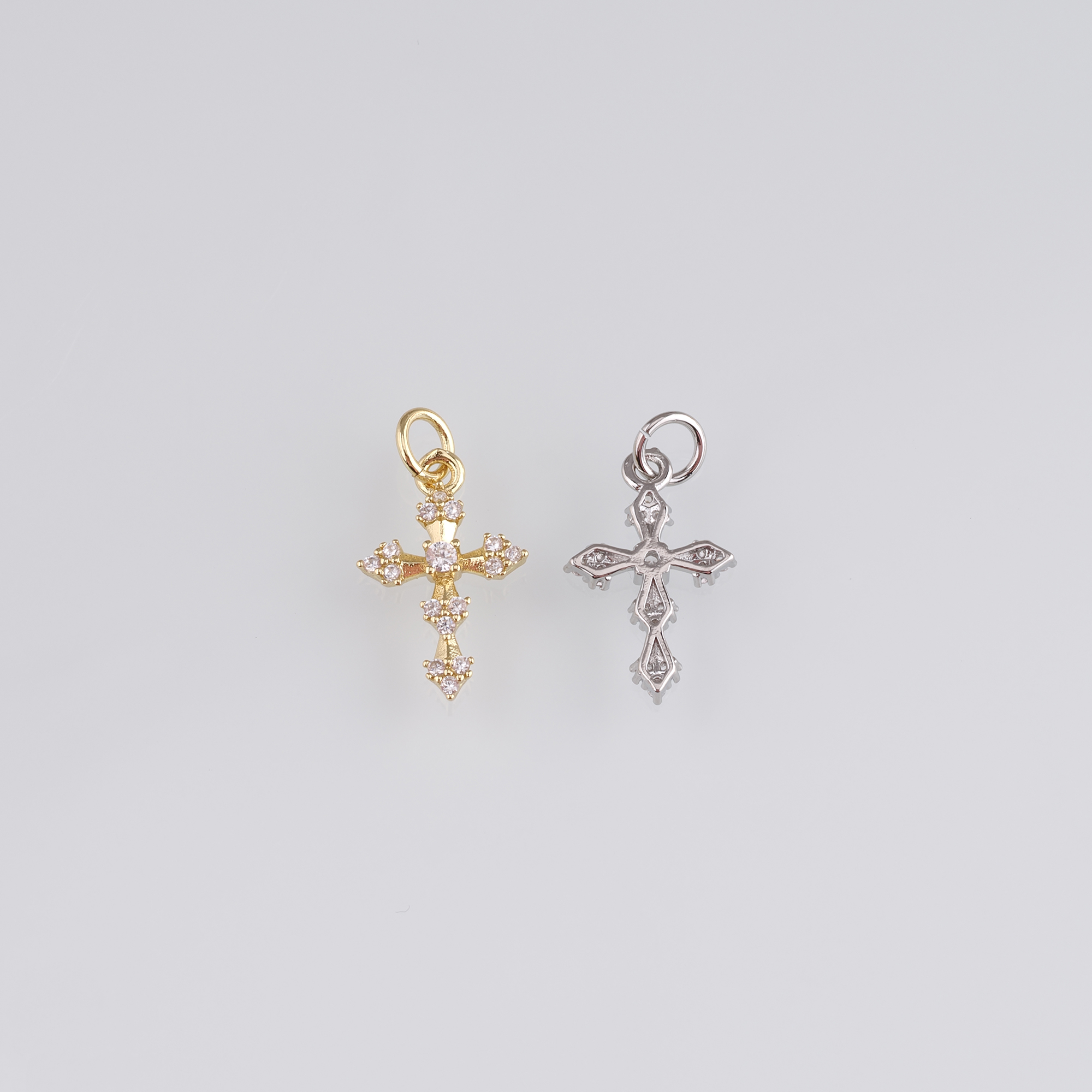 18K Gold Filled Cross Pendant,CZ Micro Pave Cross Charm Earrings Necklace for DIY Jewelry Making Supply
