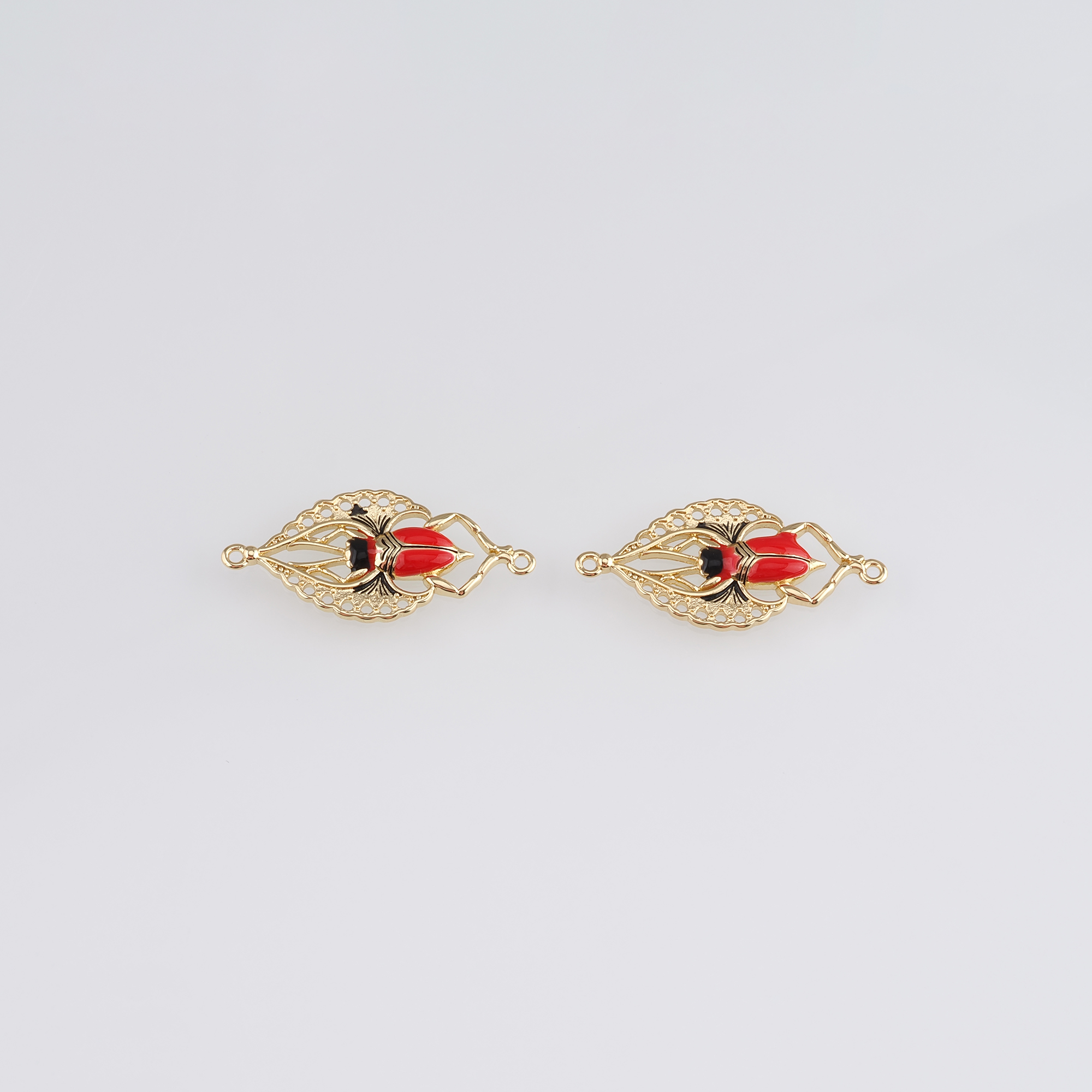 18K Gold Filled Beetle Connector,Enamel Beetle Charm Necklace Bracelet for DIY Jewelry Making Supply