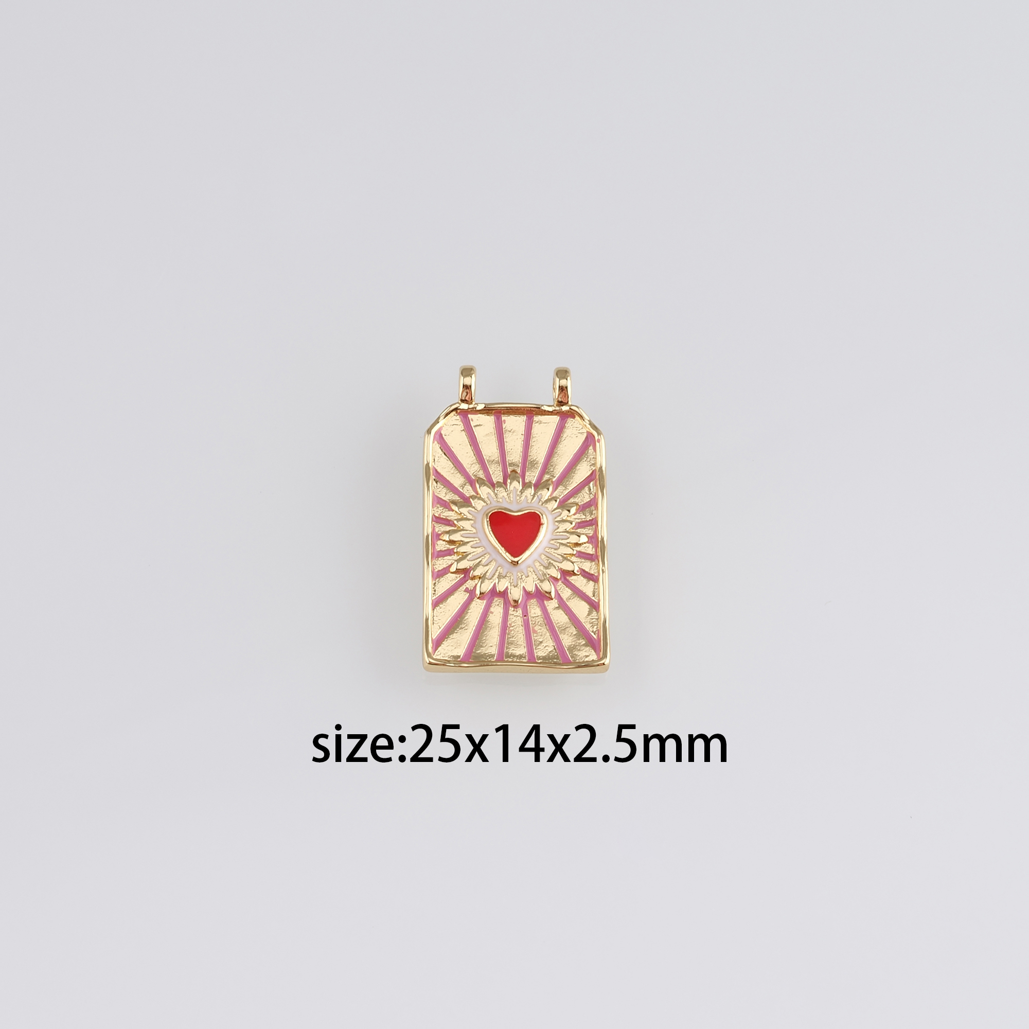 18K Gold Filled Heart Pendant,Enamel Heart Charm Earrings Necklace for DIY Jewelry Making Supply
